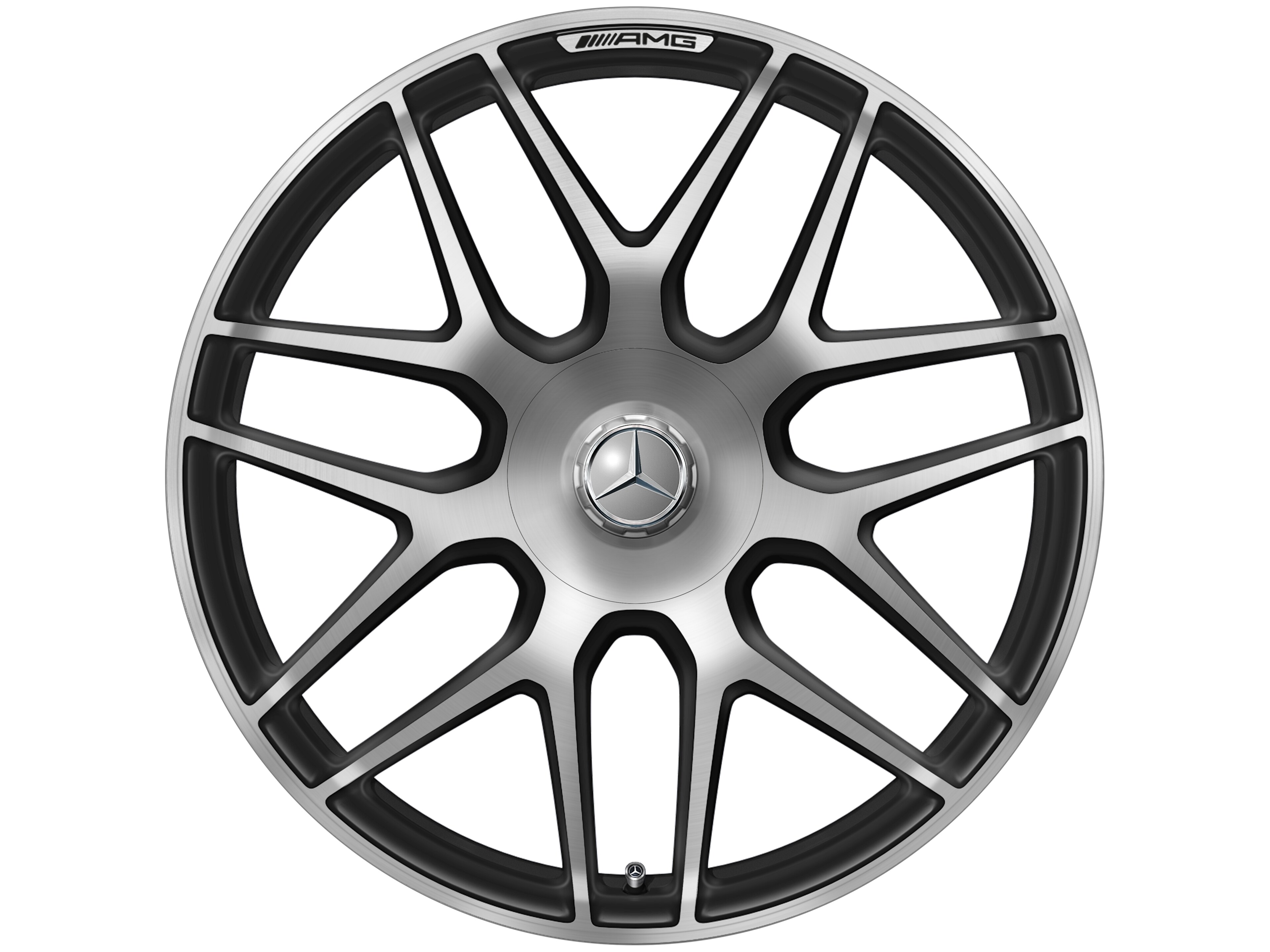 AMG Schmiederad im Kreuzspeichen-Design, 55,9 cm (22 Zoll) - 10 J x 22 ET 36, schwarz matt, glanzgedreht