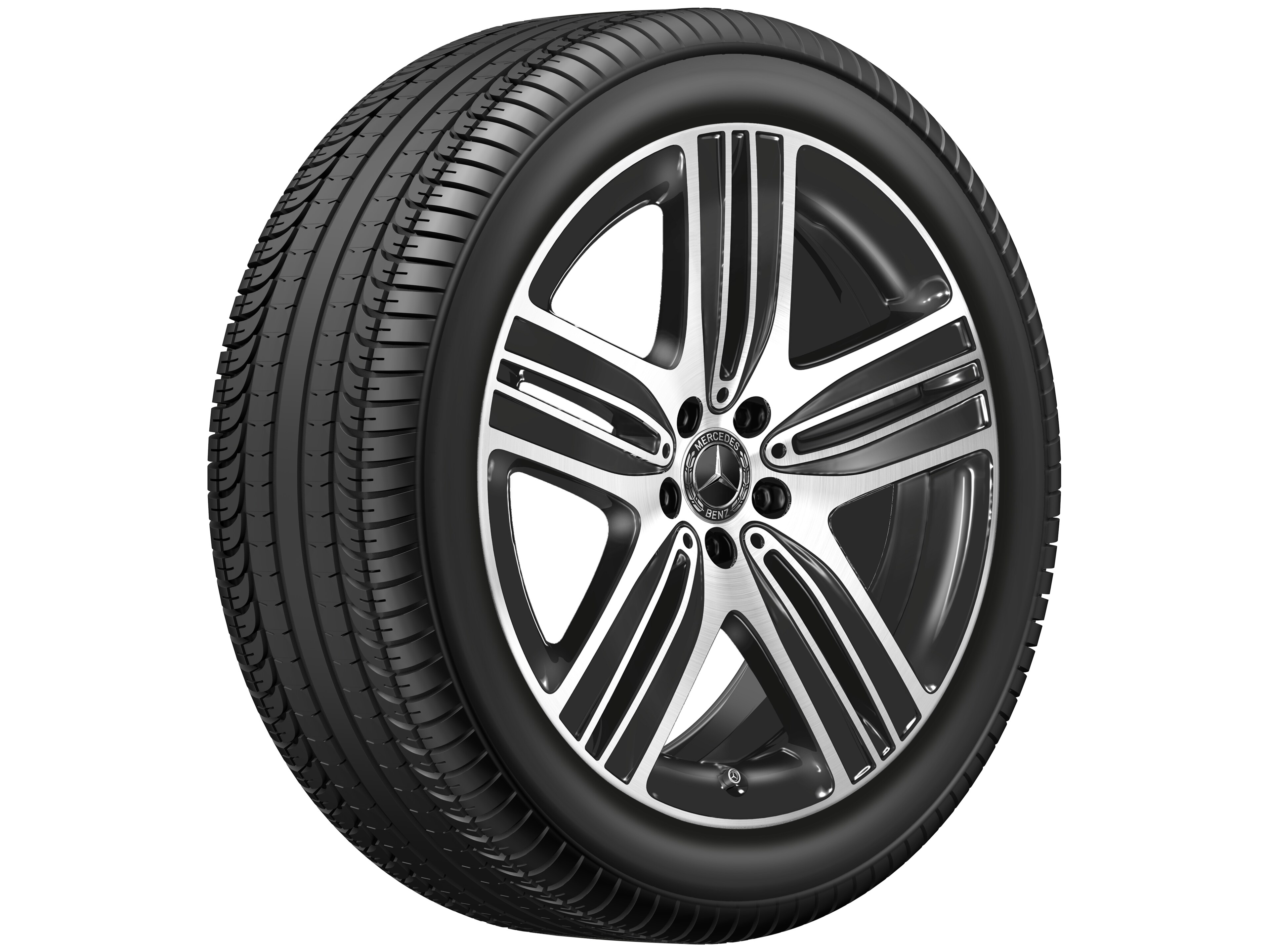 5-Speichen-Rad, 50,8 cm (20 Zoll), glanzgedreht - 8,5 J x 20 ET 30, schwarz, glanzgedreht