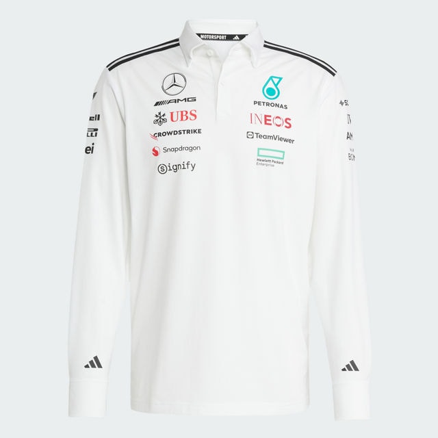 Longsleeve Poloshirt Herren, Team, Mercedes-AMG F1 - weiß, M