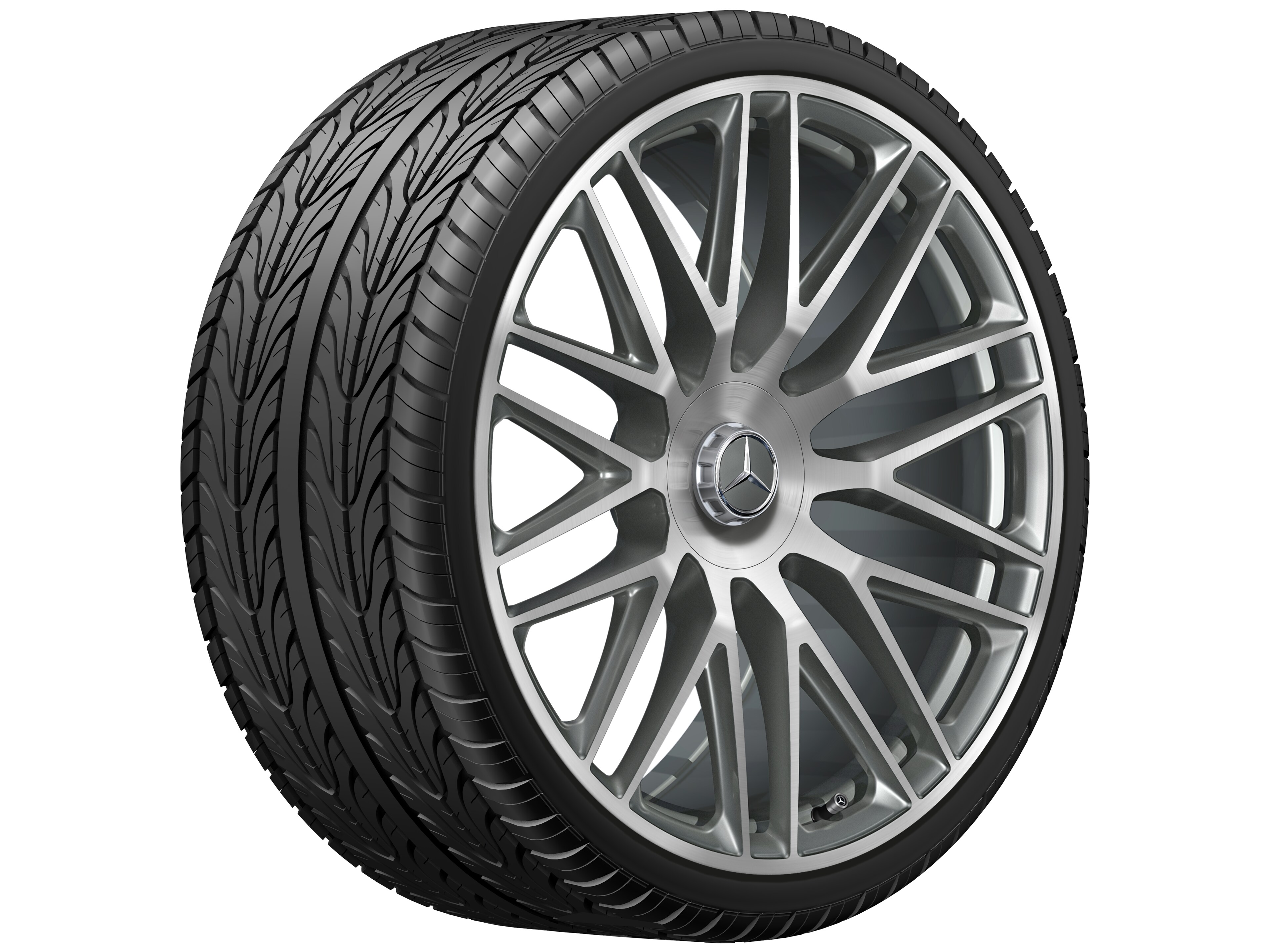 AMG Schmiederad im Vielspeichen-Design, 58,4 cm (23 Zoll) - 11,5 J x 23 ET 47, titangrau, glanzgedreht