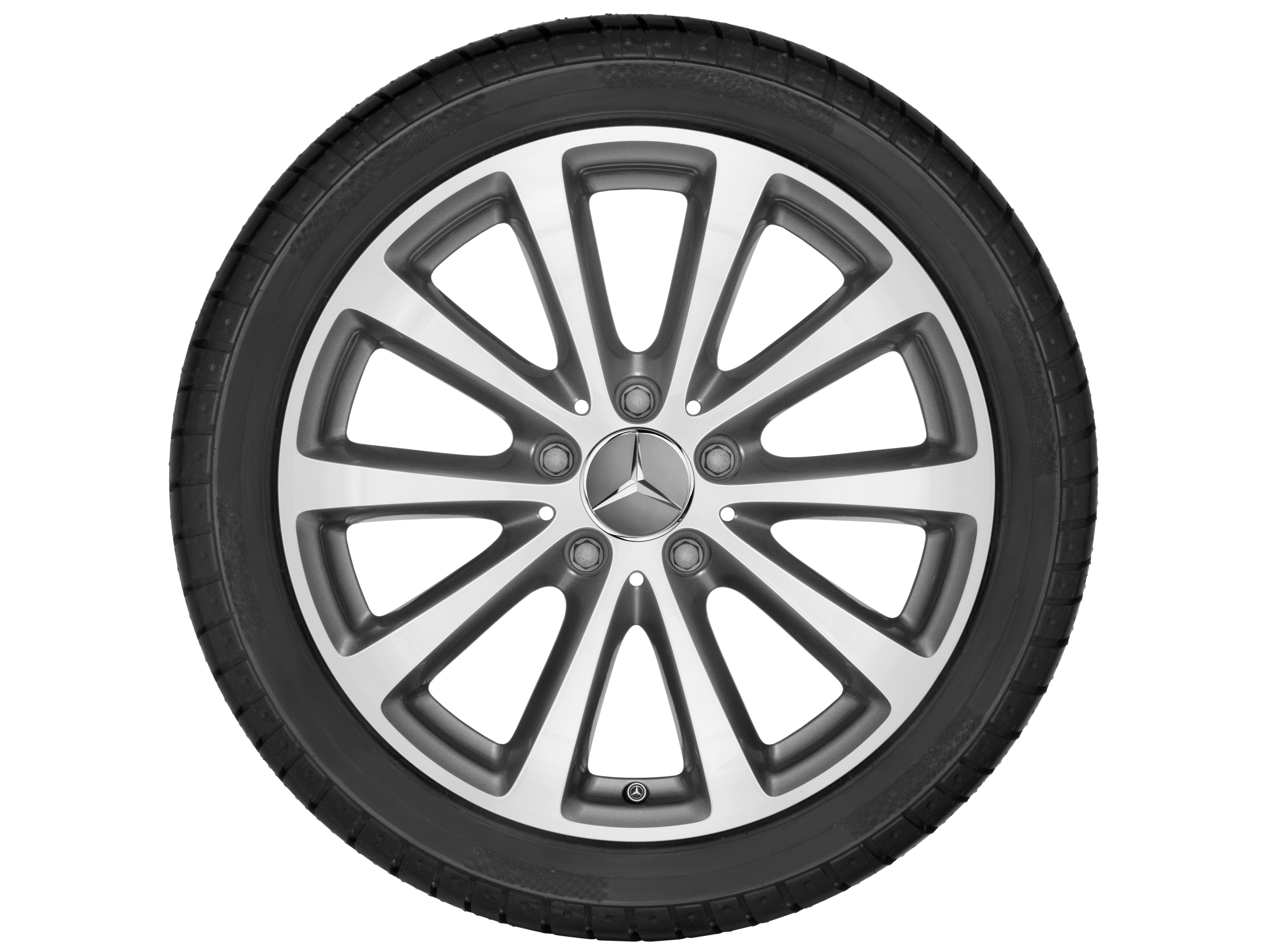 10-Speichen-Rad, 43,2 cm (17 Zoll) - 7,5 J x 17 ET 40, grau Himalaya, glanzgedreht