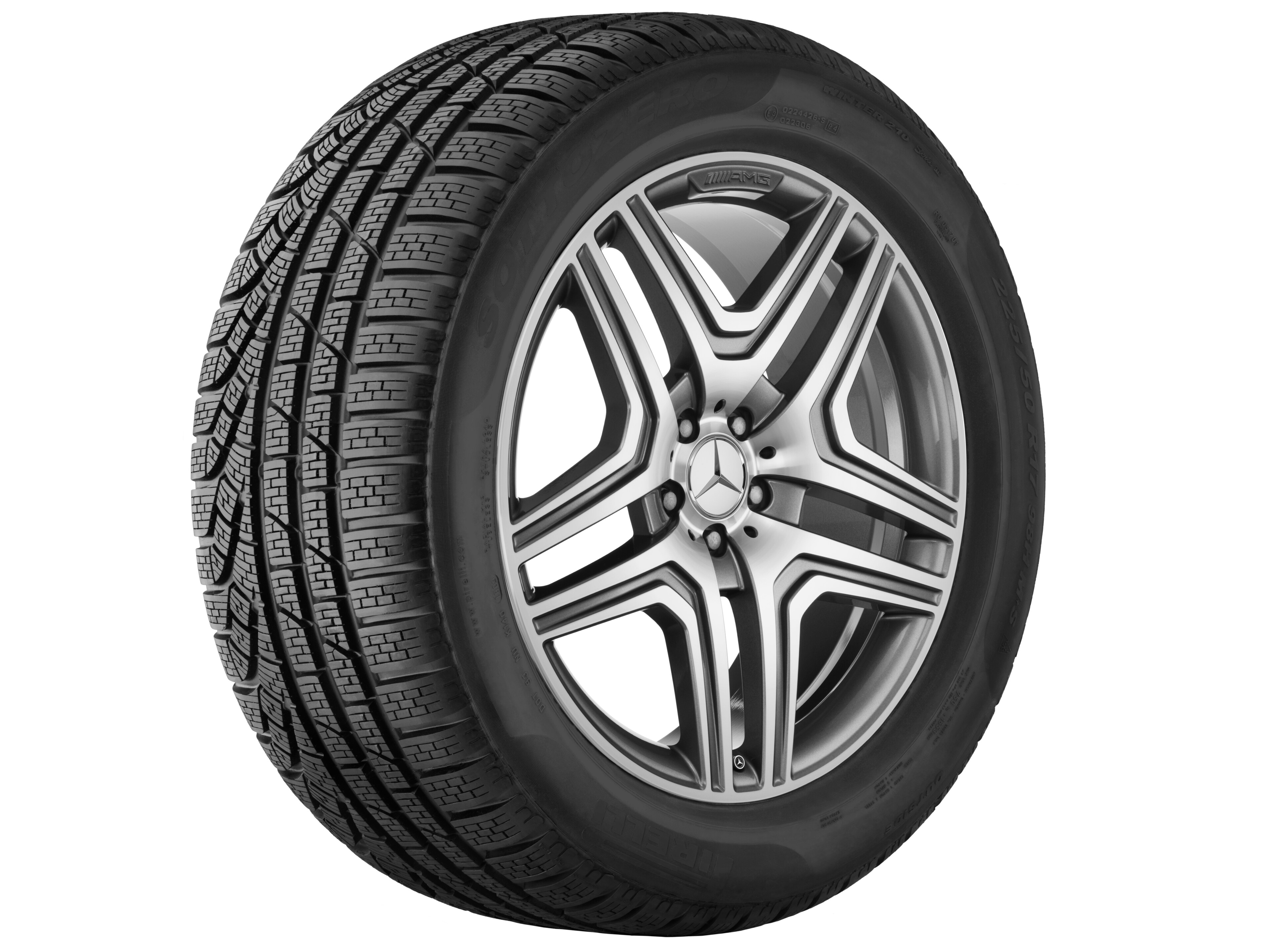 AMG 5-Doppelspeichen-Rad, 53,3 cm (21 Zoll), Felgenhorn glanzgedreht - 10 J x 21 ET 46, titangrau, glanzgedreht