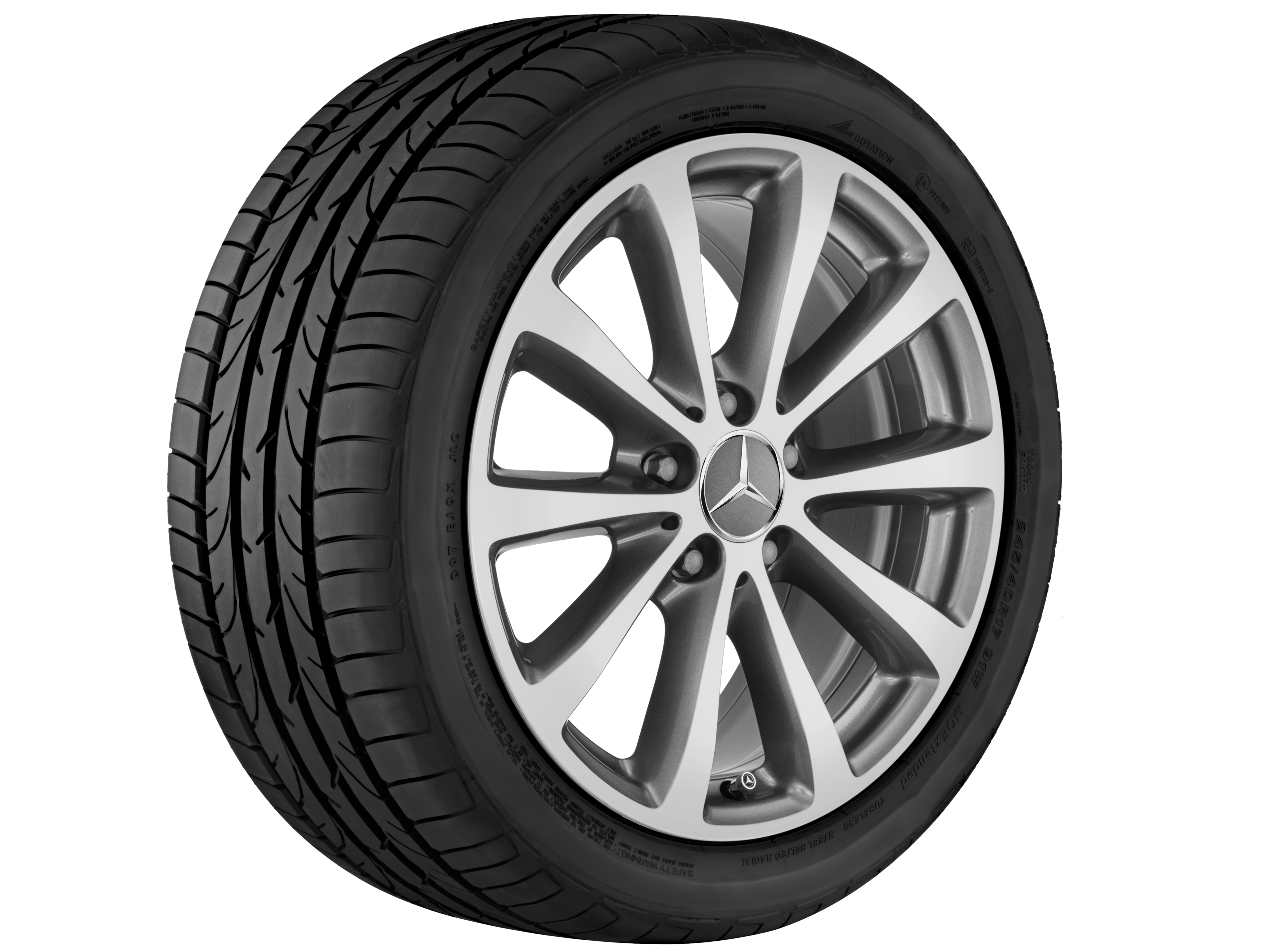 10-Speichen-Rad, 43,2 cm (17 Zoll) - 7,5 J x 17 ET 40, grau Himalaya, glanzgedreht
