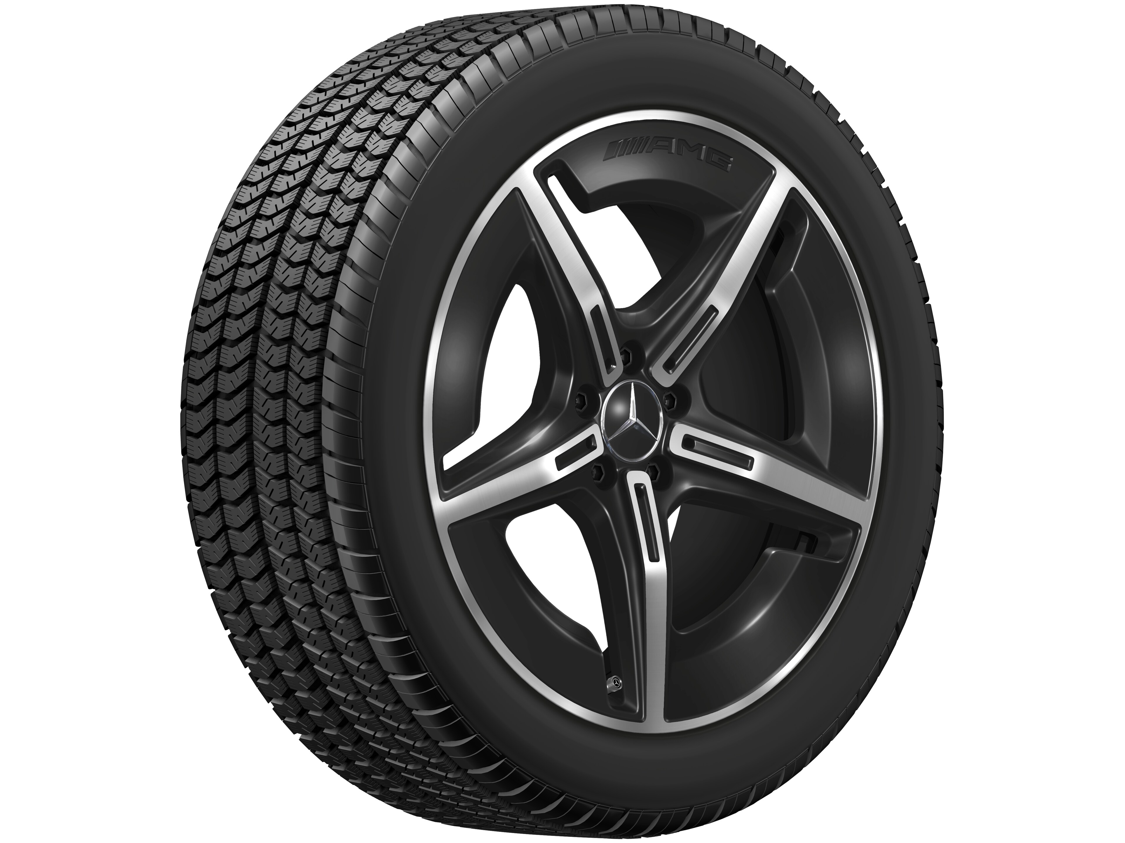 AMG Leichtmetallrad, im 5-Speichen-Design, 50,8 cm (20 Zoll), aerodynamisch optimiert - 8 J x 20 ET 32,7, schwarz, glanzgedreht