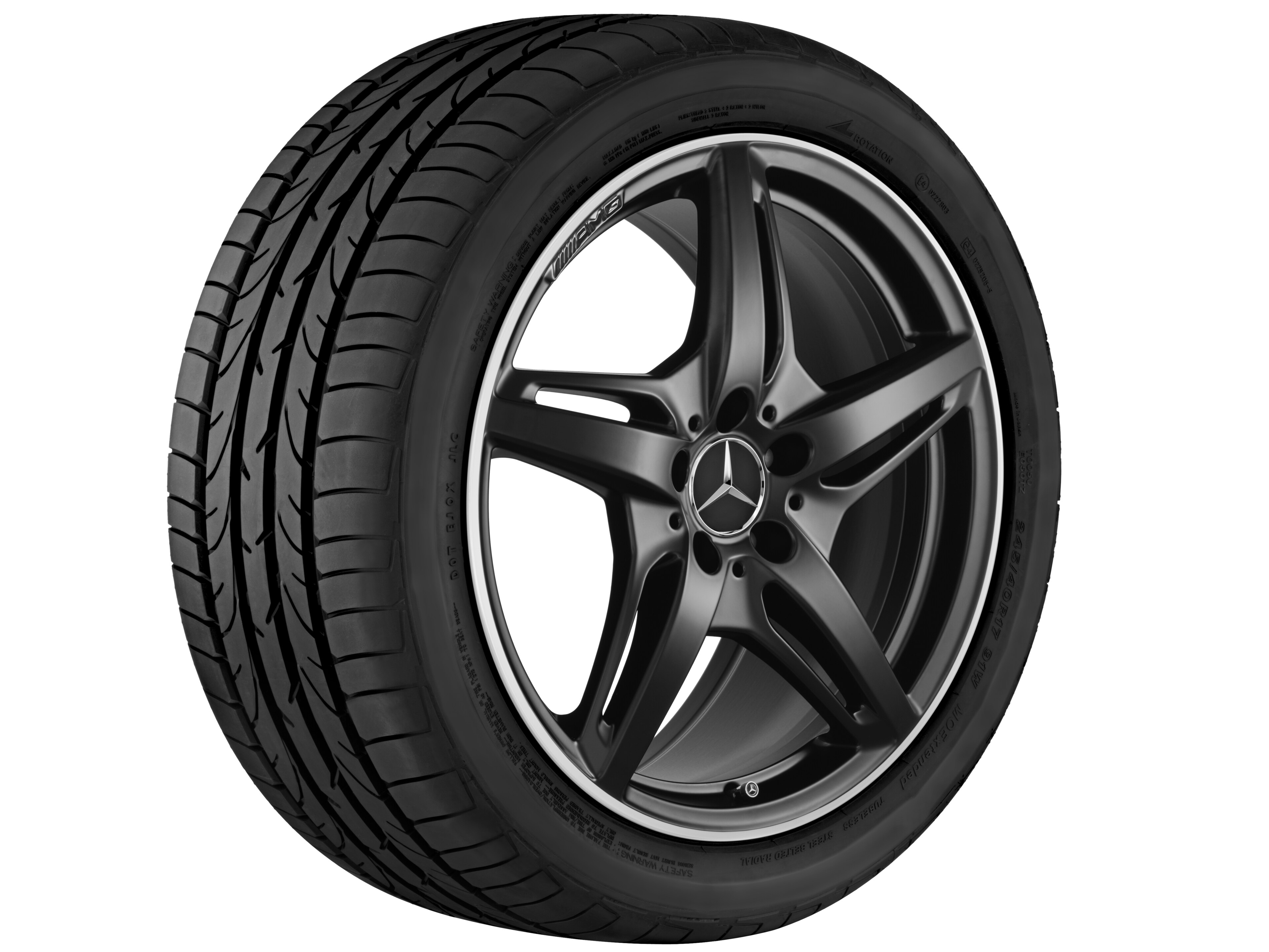 AMG 5-Speichen-Rad, 50,8 cm (20 Zoll), Felgenhorn glanzgedreht - 11 J x 20 ET 68, schwarz matt