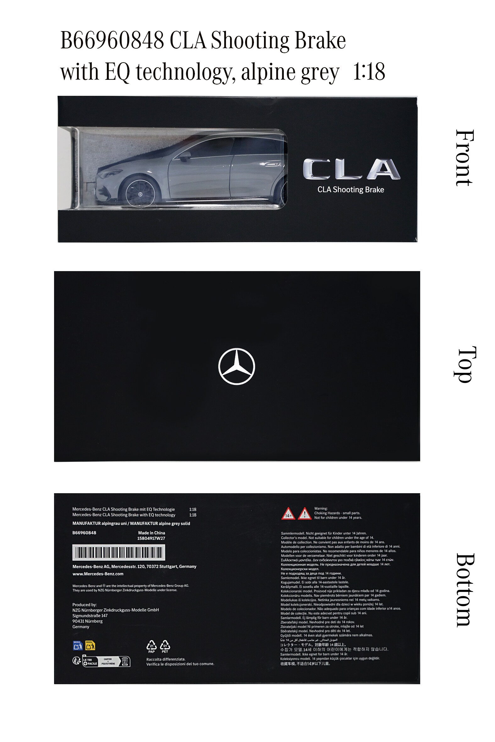 CLA, Shooting Brake, X174 - MANUFAKTUR alpingrau uni, NZG, 1:18