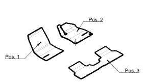 Tapis en velours AMG, Kit, 3 pièces - RL, noir, Cadre noir