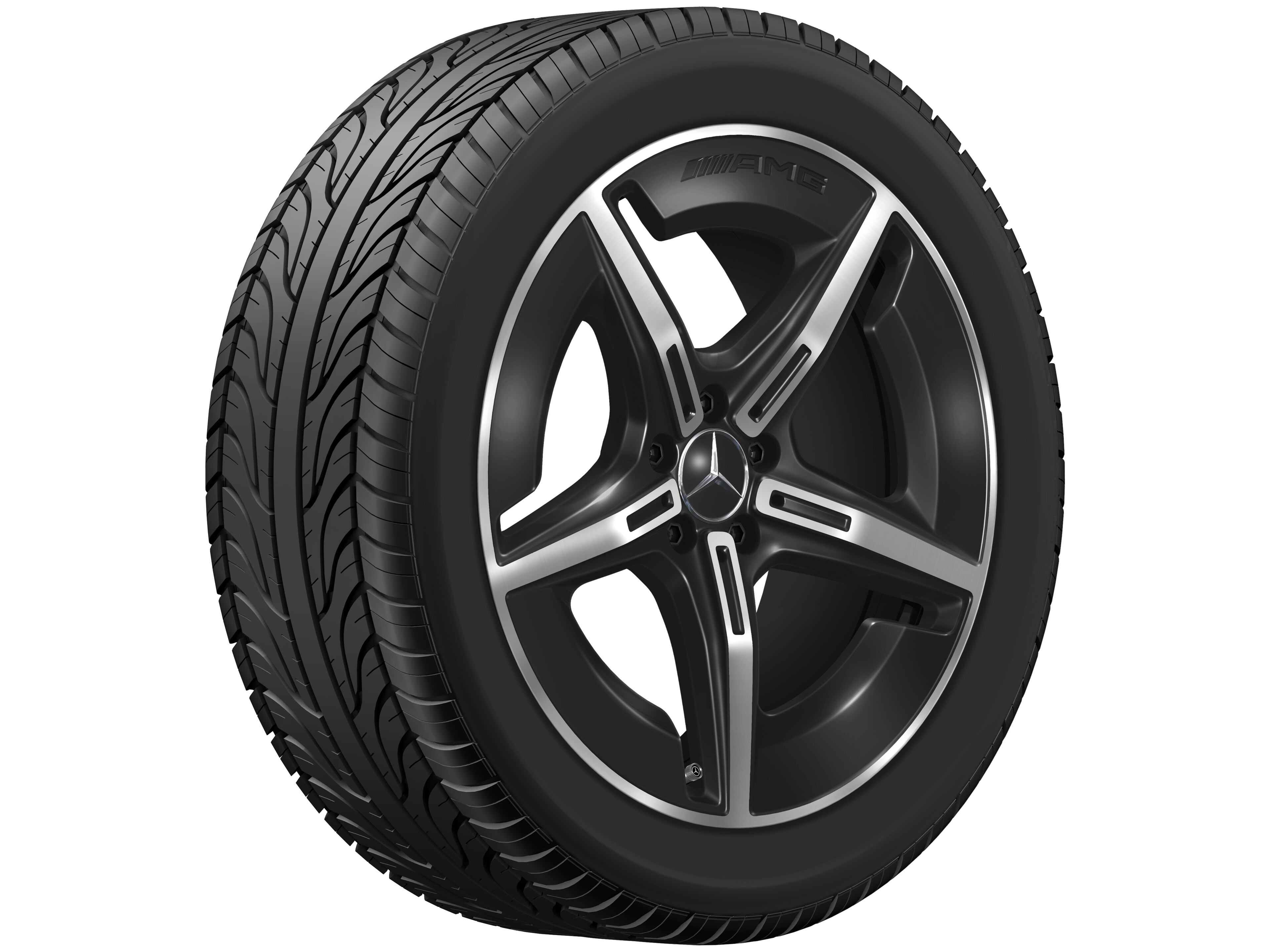 AMG Leichtmetallrad, im 5-Speichen-Design, 50,8 cm (20 Zoll), aerodynamisch optimiert - 8 J x 20 ET 32,7, schwarz, glanzgedreht