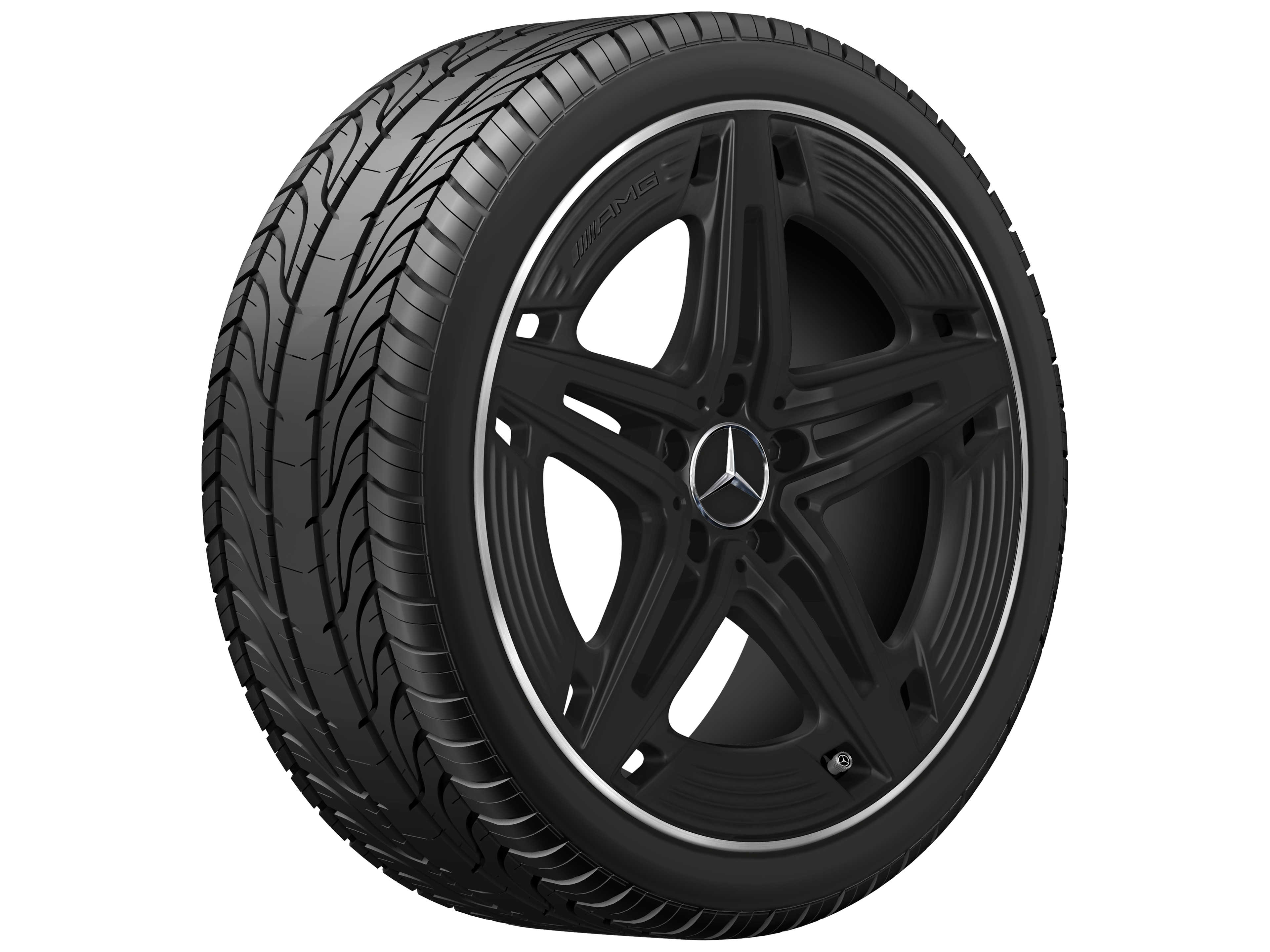 AMG 5-Speichen-Rad, 48,3 cm (19 Zoll) - 9 J x 19 ET 52, schwarz, glanzgedreht