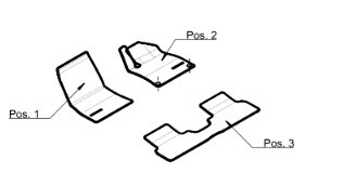 Tapis en velours AMG, Kit, 3 pièces - RL, noir, Liseré Beech Brown