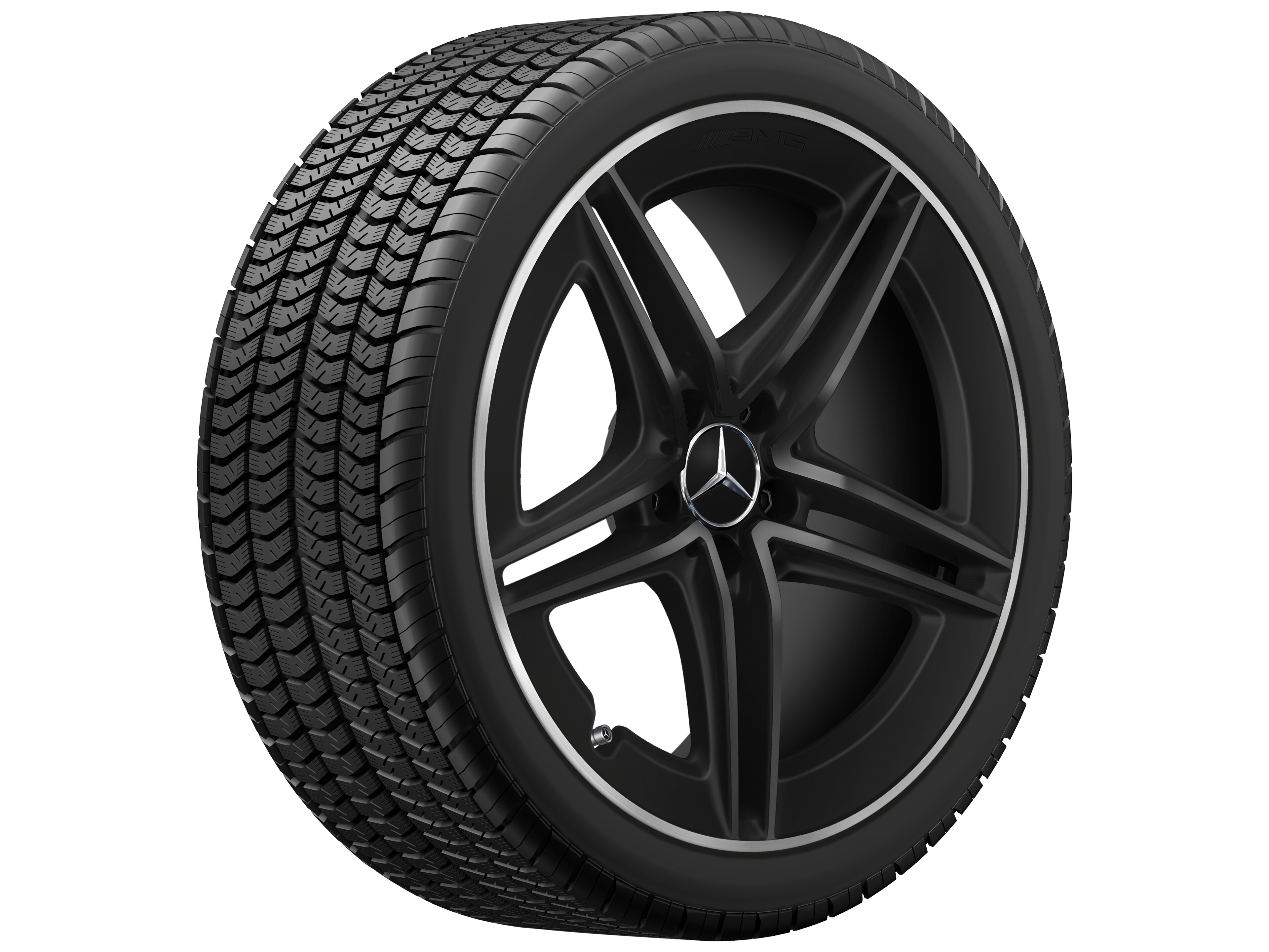 AMG 5-Doppelspeichen-Rad, 48,3 cm (19 Zoll), Felgenhorn glanzgedreht - 9 J x 19 ET 52, schwarz matt