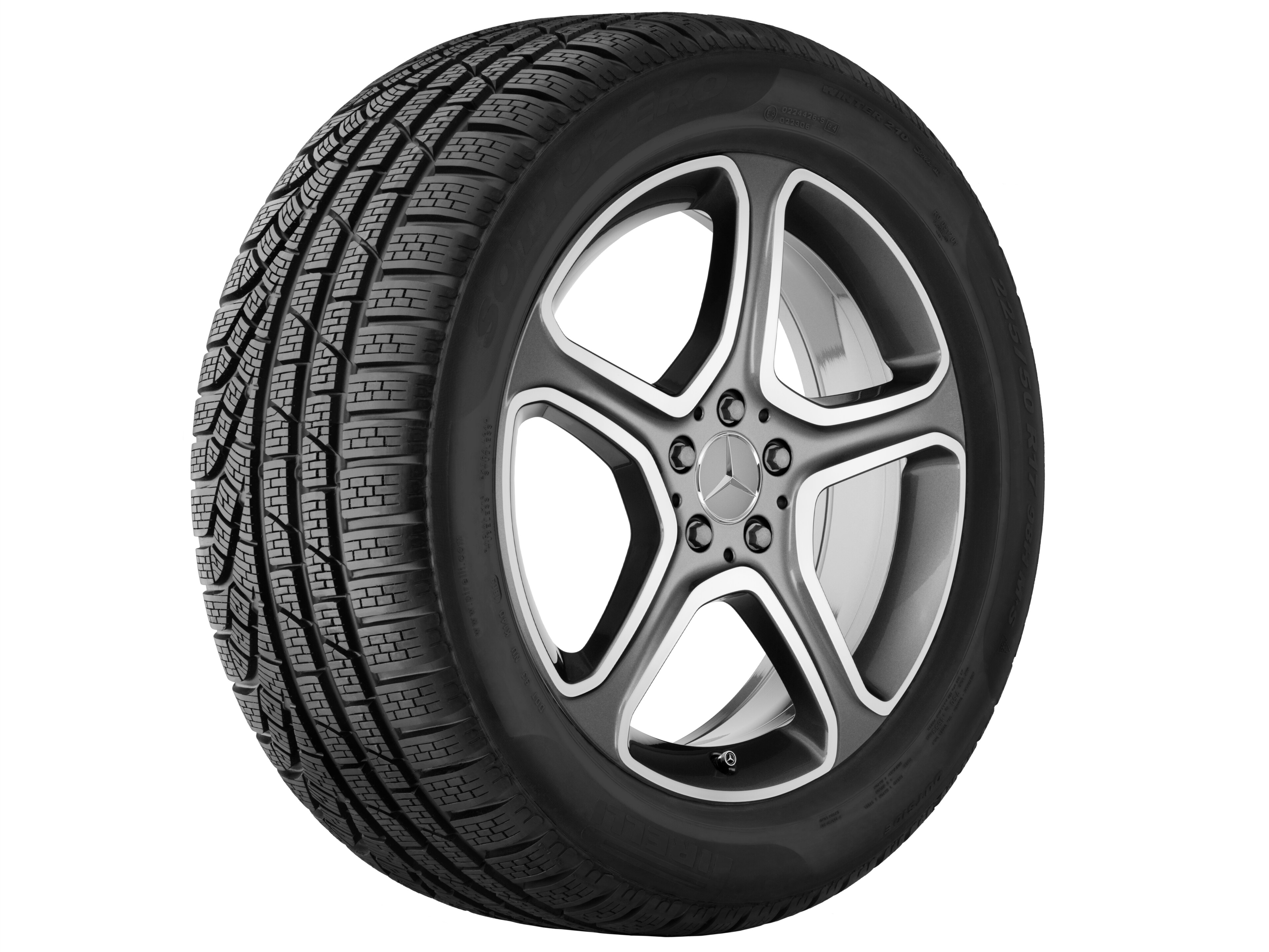 5-Speichen-Rad, 48,3 cm (19 Zoll) - 7,5 J x 19 ET 47, grau Himalaya, glanzgedreht