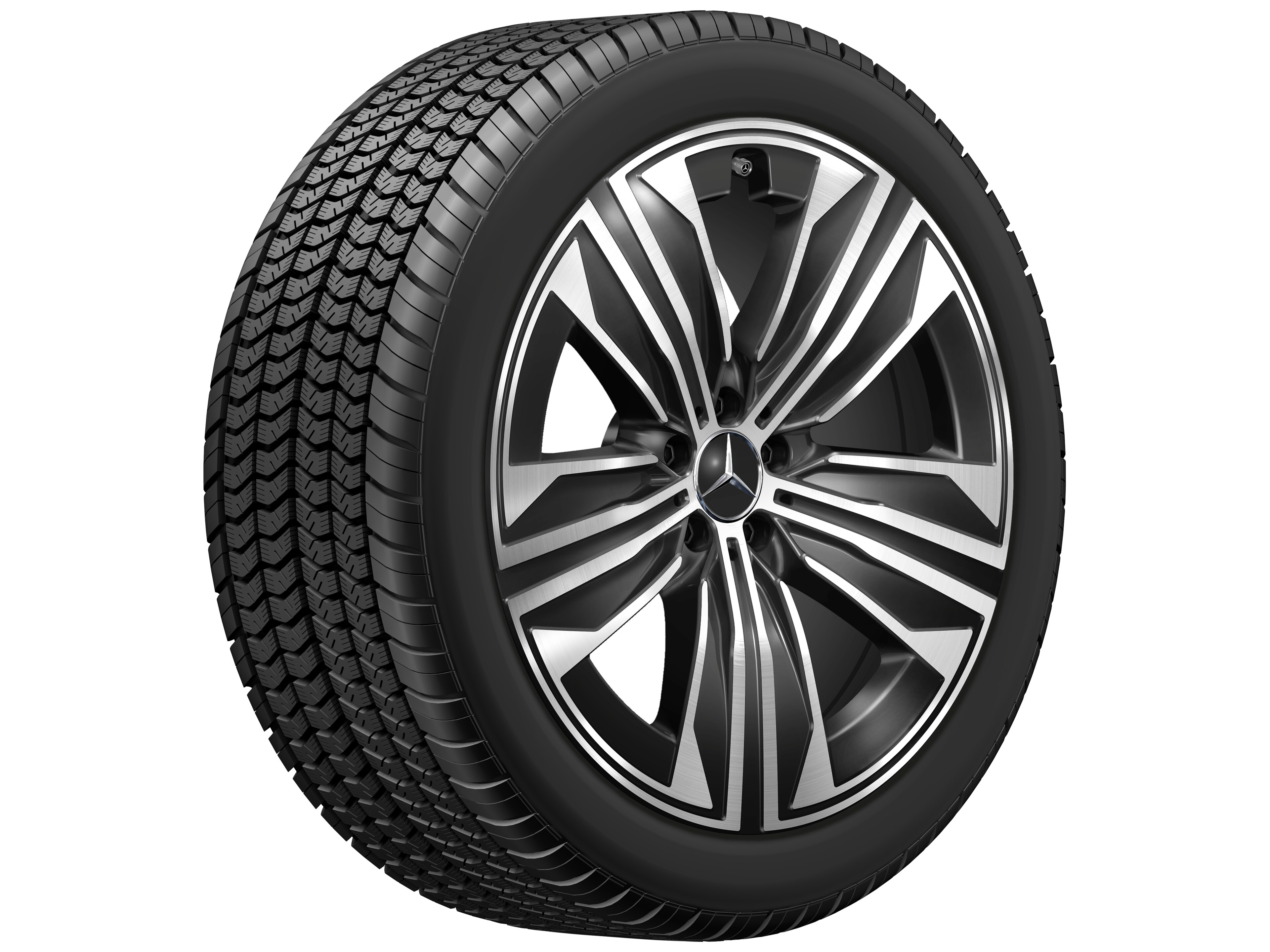 5-Speichen-Rad, Aero, 53,3 cm (21 Zoll), glanzgedreht - 9,5 J x 21 ET 30,1, schwarz, glanzgedreht