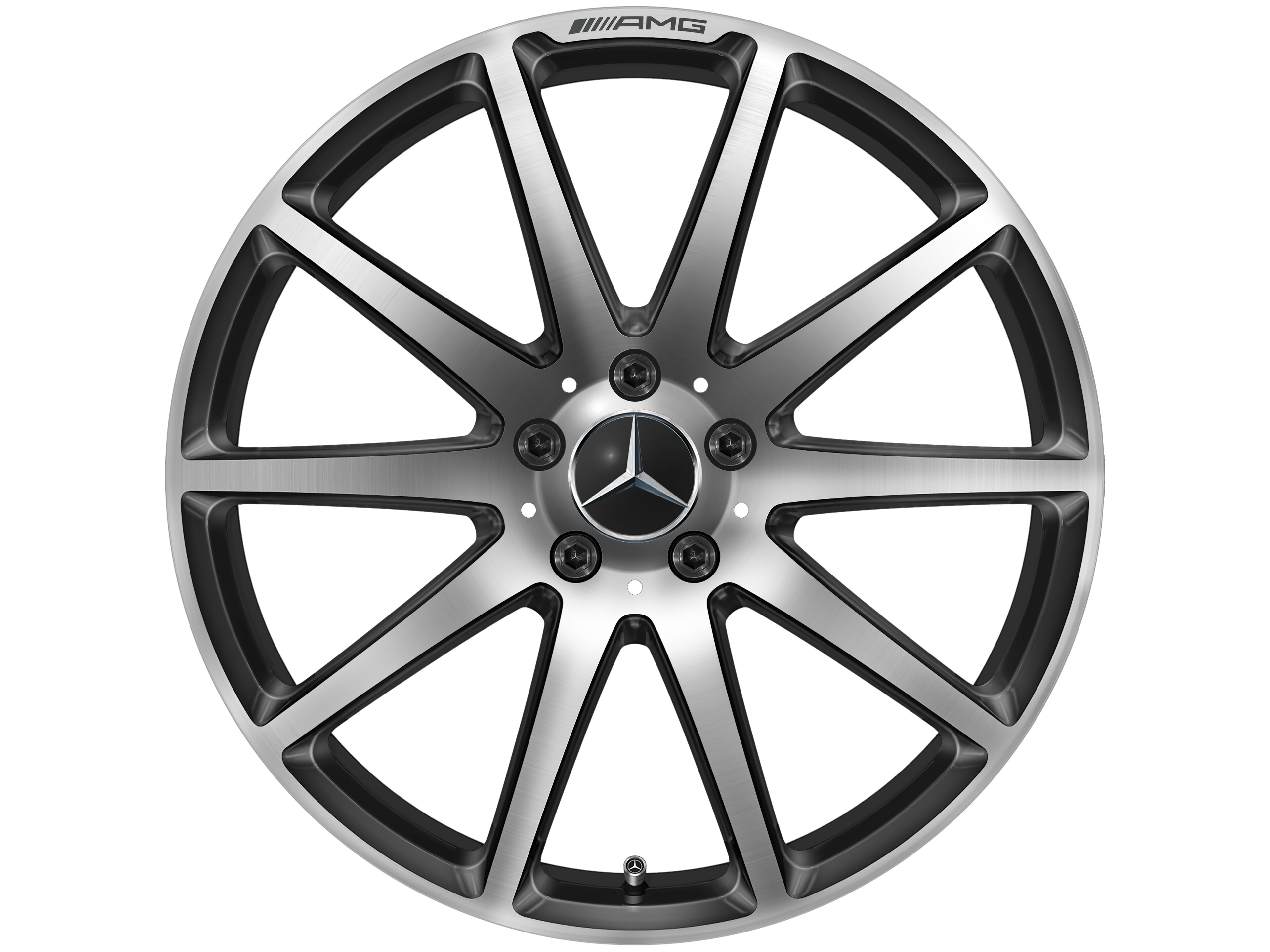 AMG Schmiederad, im 10-Speichen-Design, 48,3 cm (19 Zoll) - 9 J x 19 ET 27, schwarz, poliert