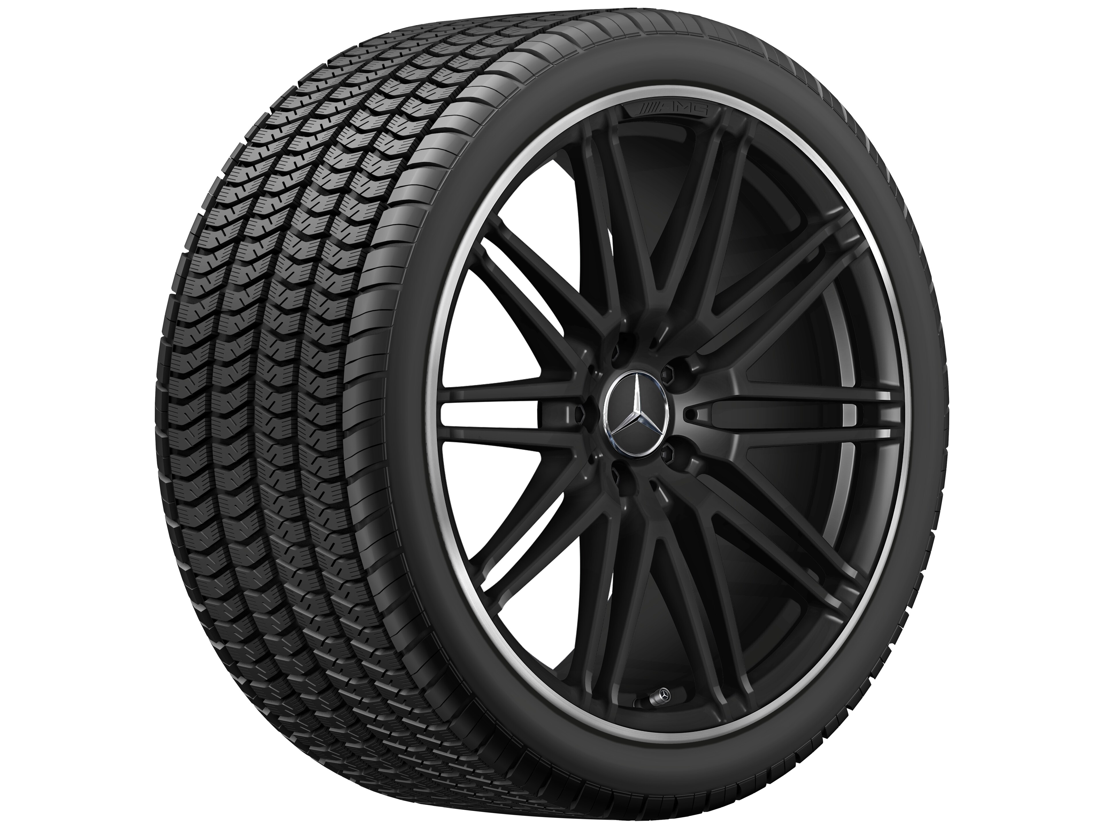 AMG Schmiederad, im 10-Speichen-Design, 50,8 cm (20 Zoll), Felgenhorn glanzgedreht - 11 J x 20 ET 68, schwarz matt, Felgenhorn glanzgedreht