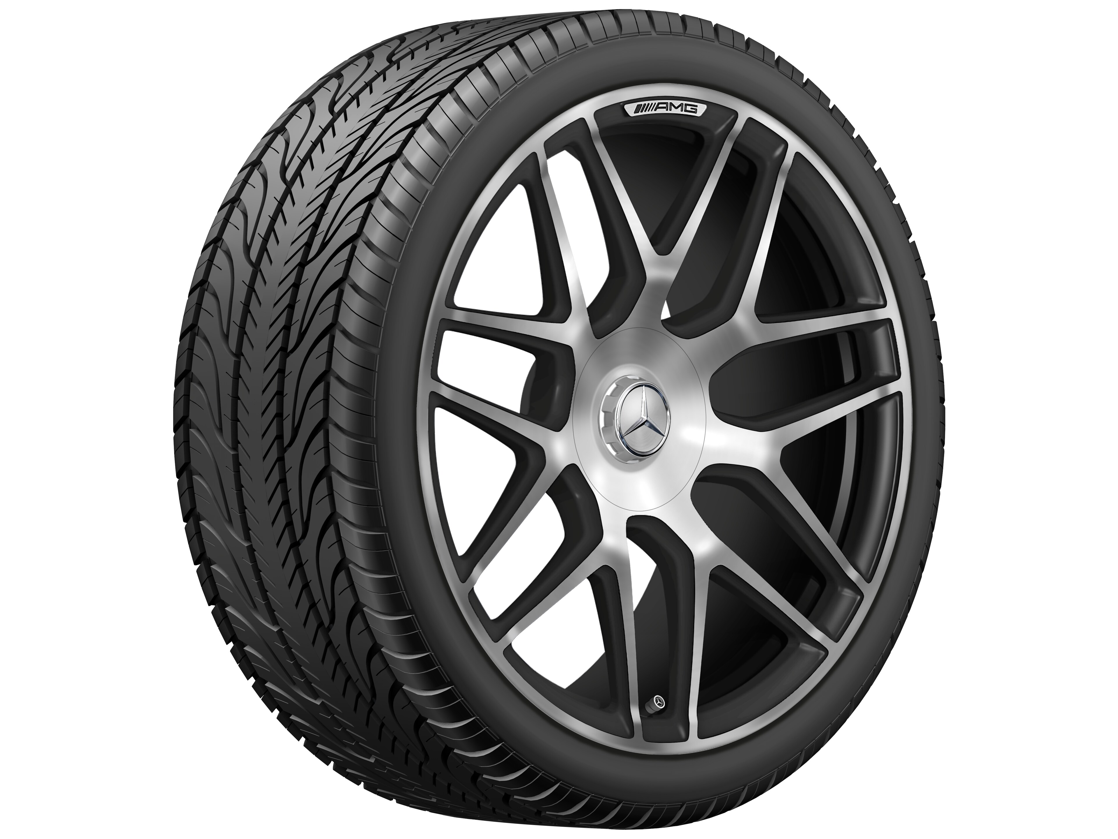 AMG Schmiederad im Kreuzspeichen-Design, 55,9 cm (22 Zoll) - 10 J x 22 ET 36, schwarz matt, glanzgedreht