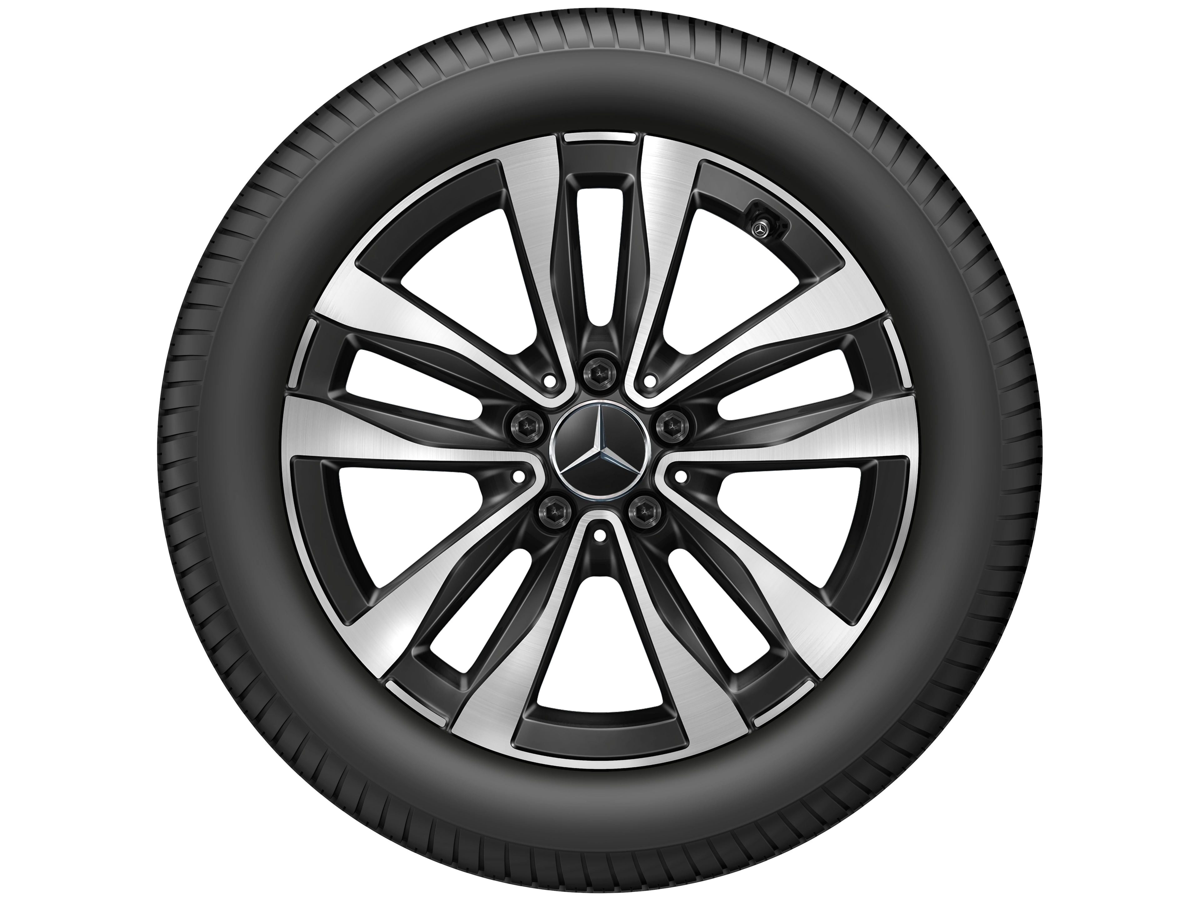 5-Doppelspeichen-Rad, Aero, 43,2 cm (17 Zoll), glanzgedreht - 8 J x 17 ET 49,5, schwarz, glanzgedreht