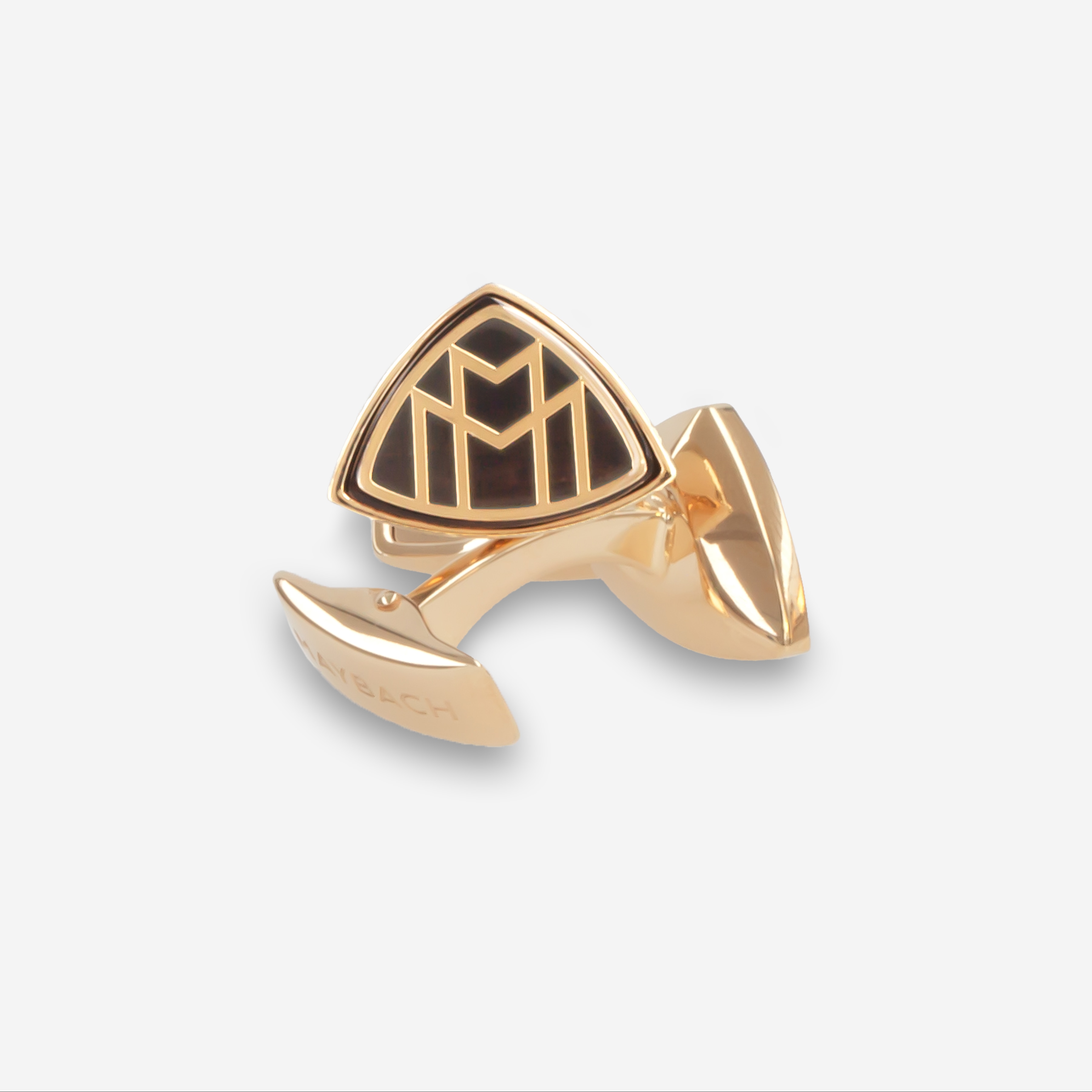 Manschettenknöpfe, Herren, Mercedes-Maybach - goldfarben / schwarz, Messing / Holz, glänzend