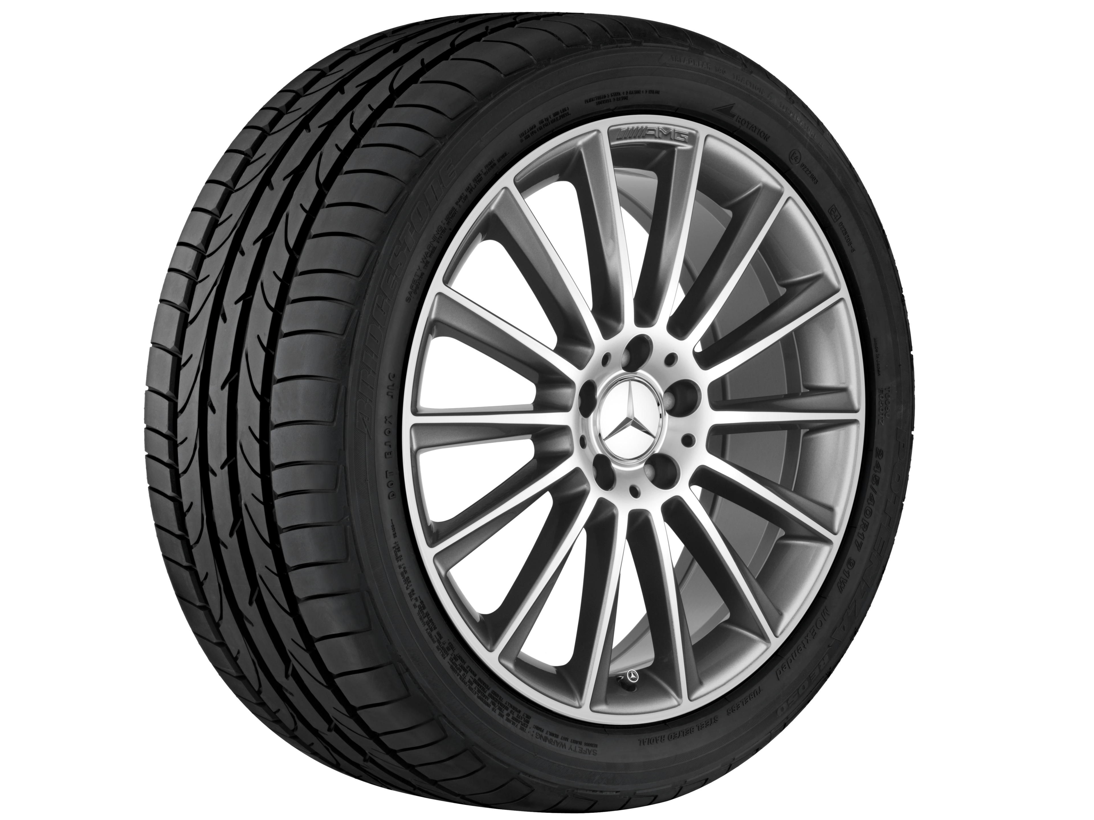 AMG Vielspeichen-Rad, 50,8 cm (20 Zoll), glanzgedreht - 8 J x 20 ET 33, grau Himalaya, glanzgedreht