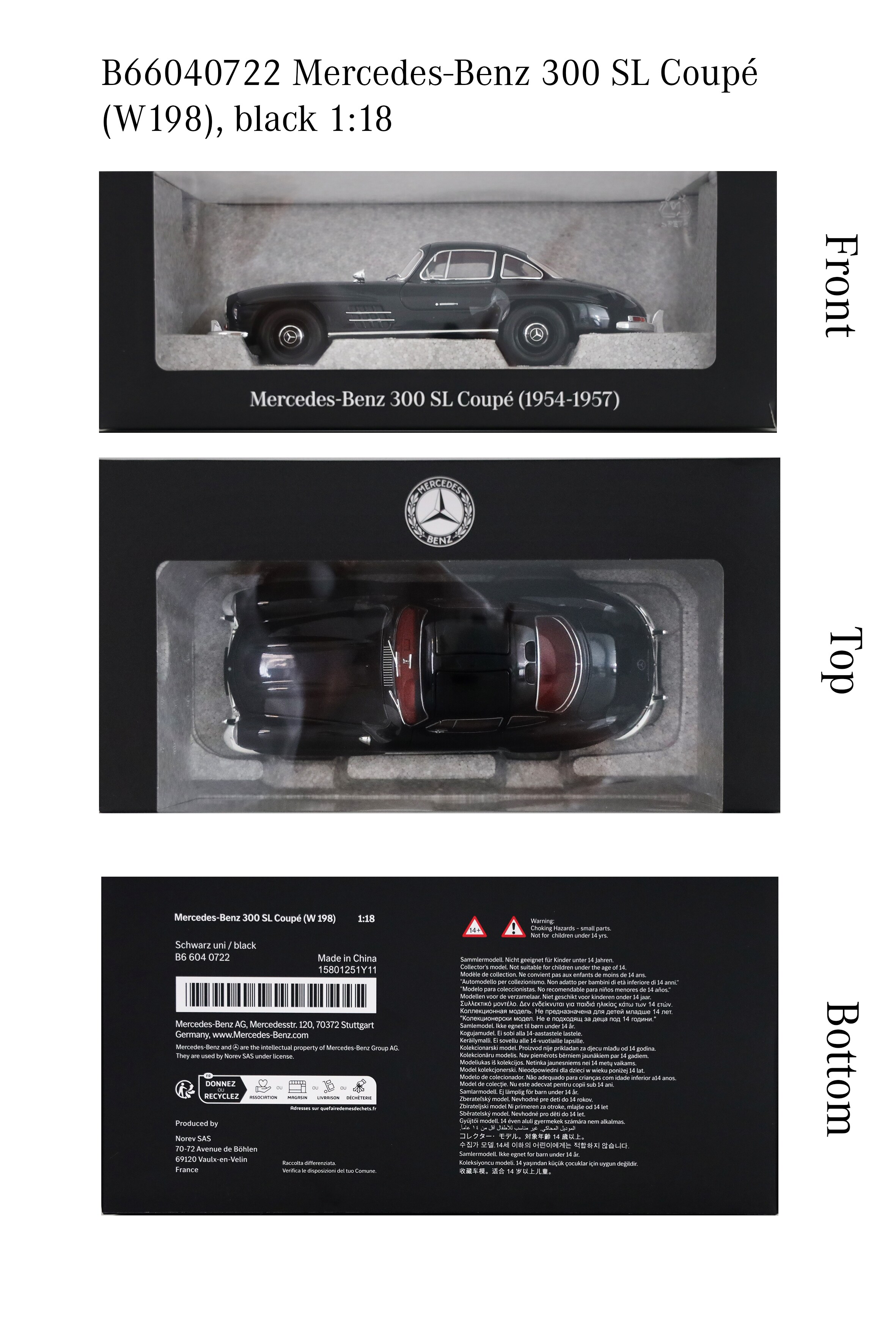 300 SL Coupé (1954-1963) W 198 - schwarz, Norev, 1:18