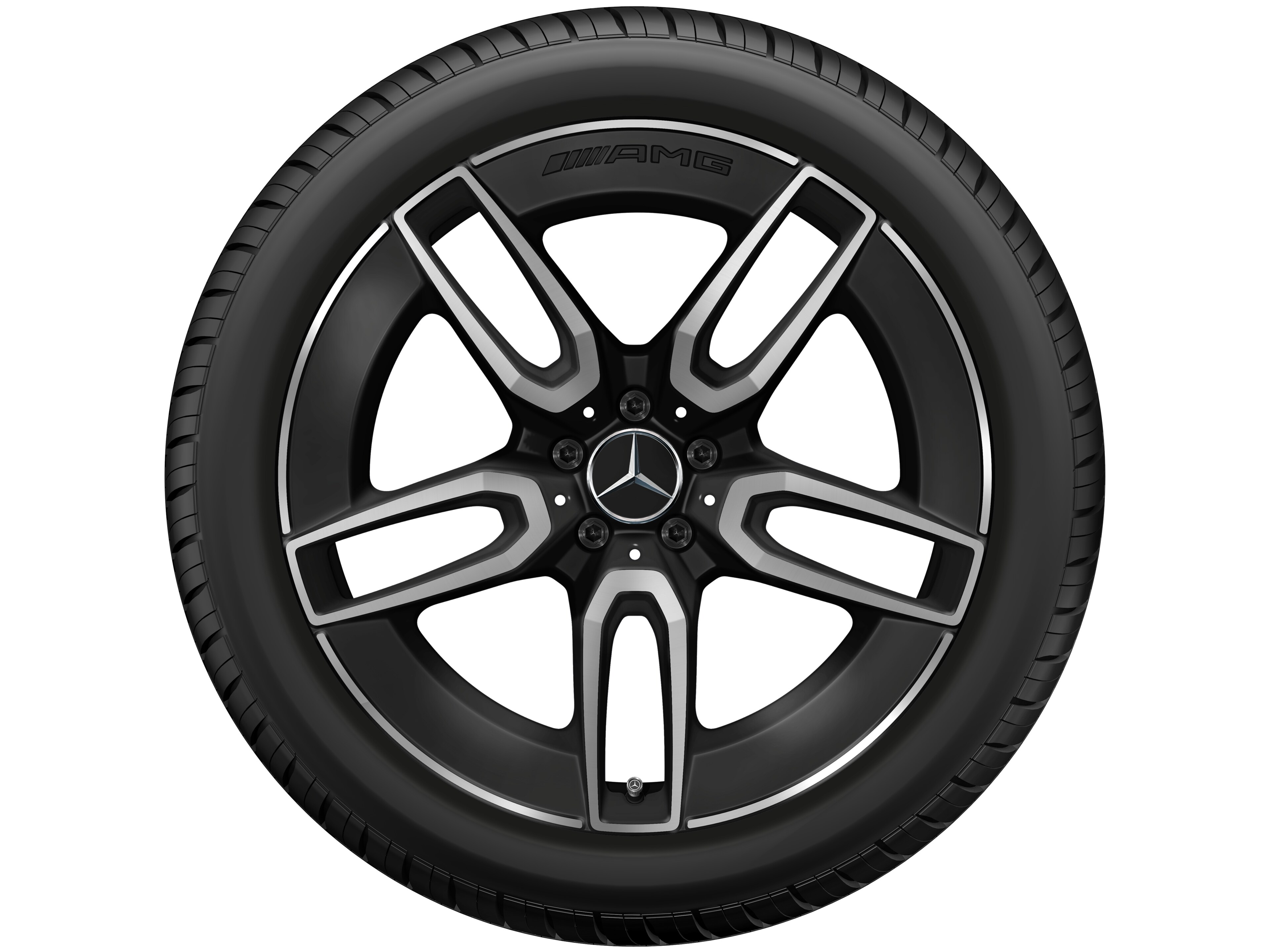 Jante alliage AMG, Design à 5 doubles branches, 53,3 cm (21 pouces) - 11 J x 21 ET 47, noir mat, finition brillante