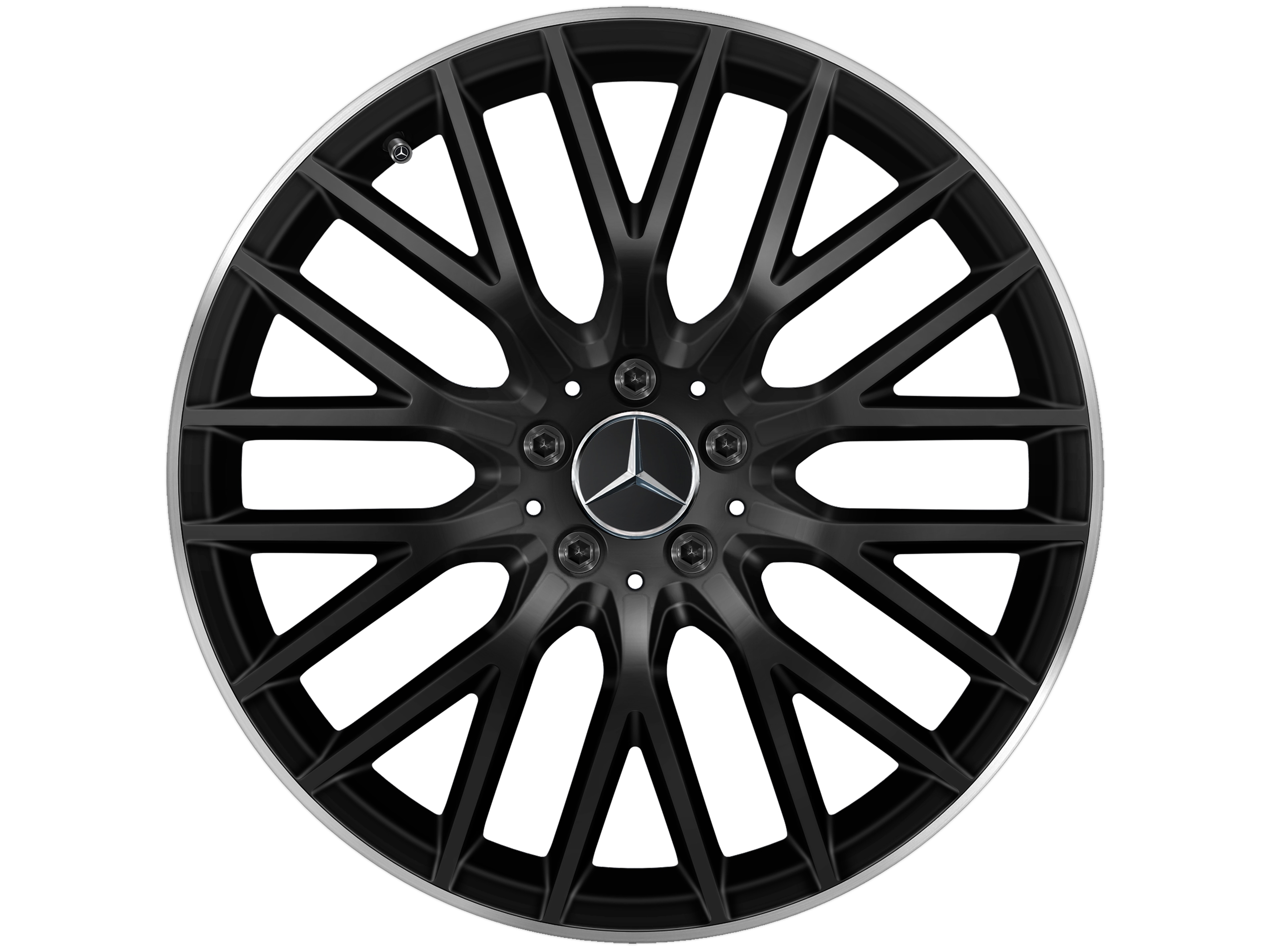 Y-Speichen-Rad, 50,8 cm (20 Zoll), Felgenhorn glanzgedreht - 9 J x 20 ET 34, schwarz matt, glanzgedreht