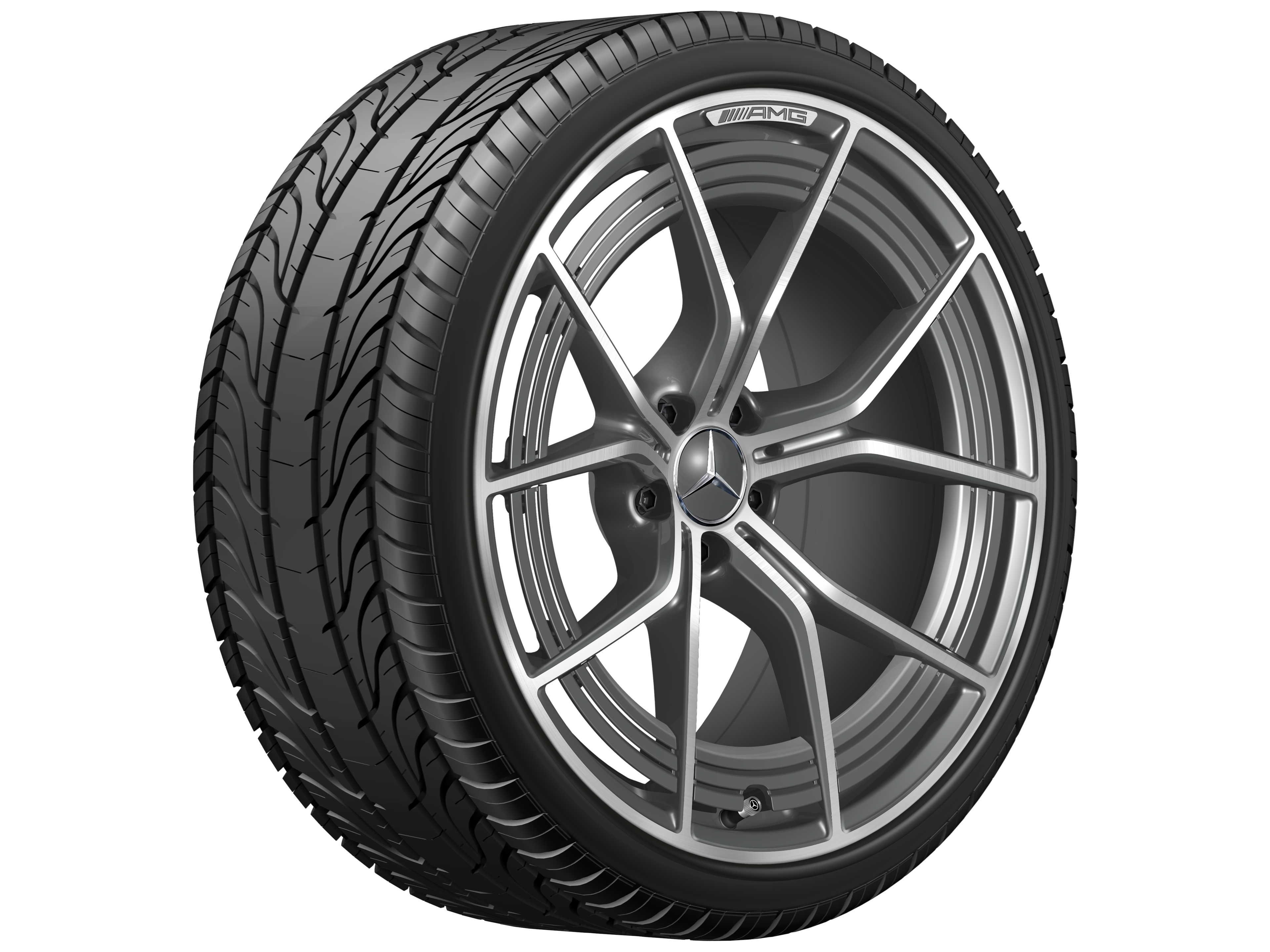 AMG Schmiederad im 5-Doppelspeichen-Design, 53,3 cm (21 Zoll) - 11 J x 21 ET 60, tantalgrau, glanzgedreht