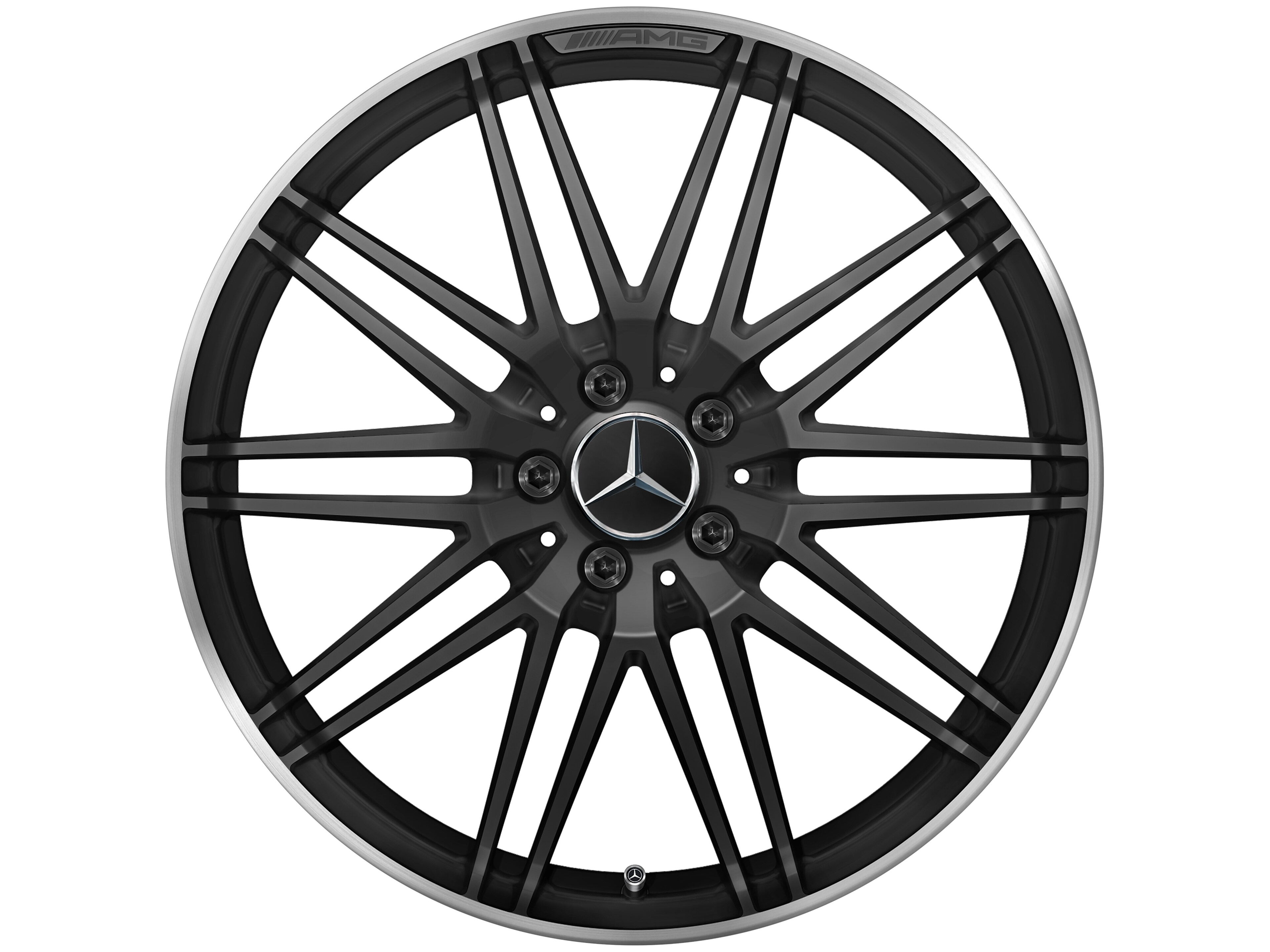 AMG Schmiederad, im 10-Speichen-Design, 50,8 cm (20 Zoll), Felgenhorn glanzgedreht - 11 J x 20 ET 68, schwarz matt, Felgenhorn glanzgedreht