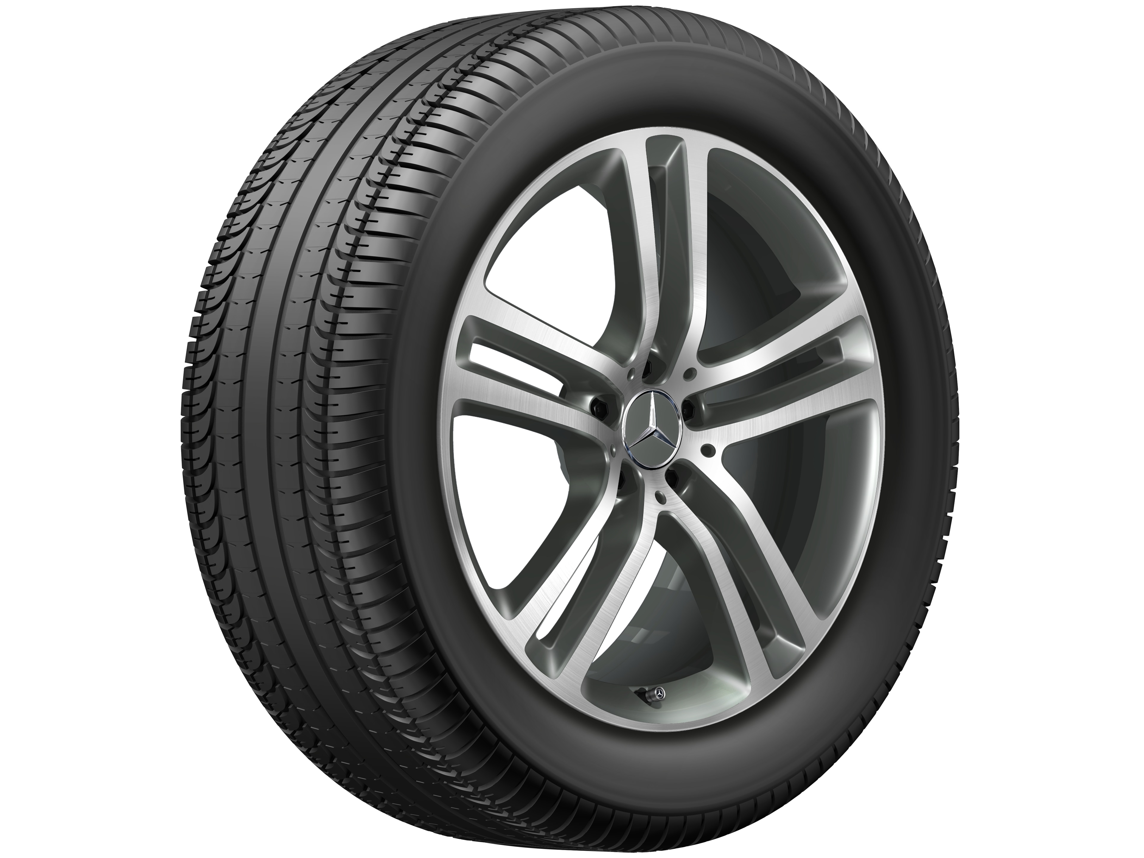 5-Doppelspeichen-Rad, 50,8 cm (20 Zoll), glanzgedreht - 8,5 J x 20 ET 55,6, grau Himalaya matt, glanzgedreht