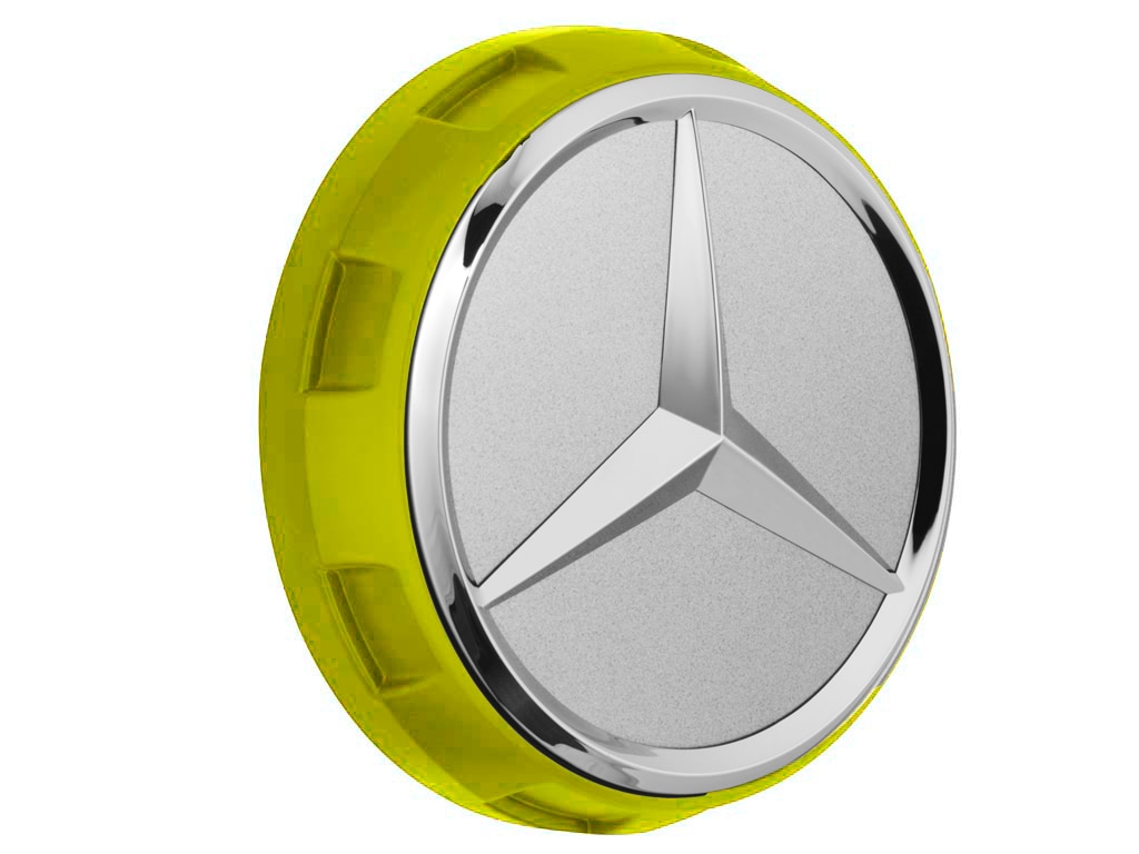 AMG Radnabenabdeckung, im Zentralverschlussdesign, für Zentrierloch-Durchmesser 71,8 mm - gelb