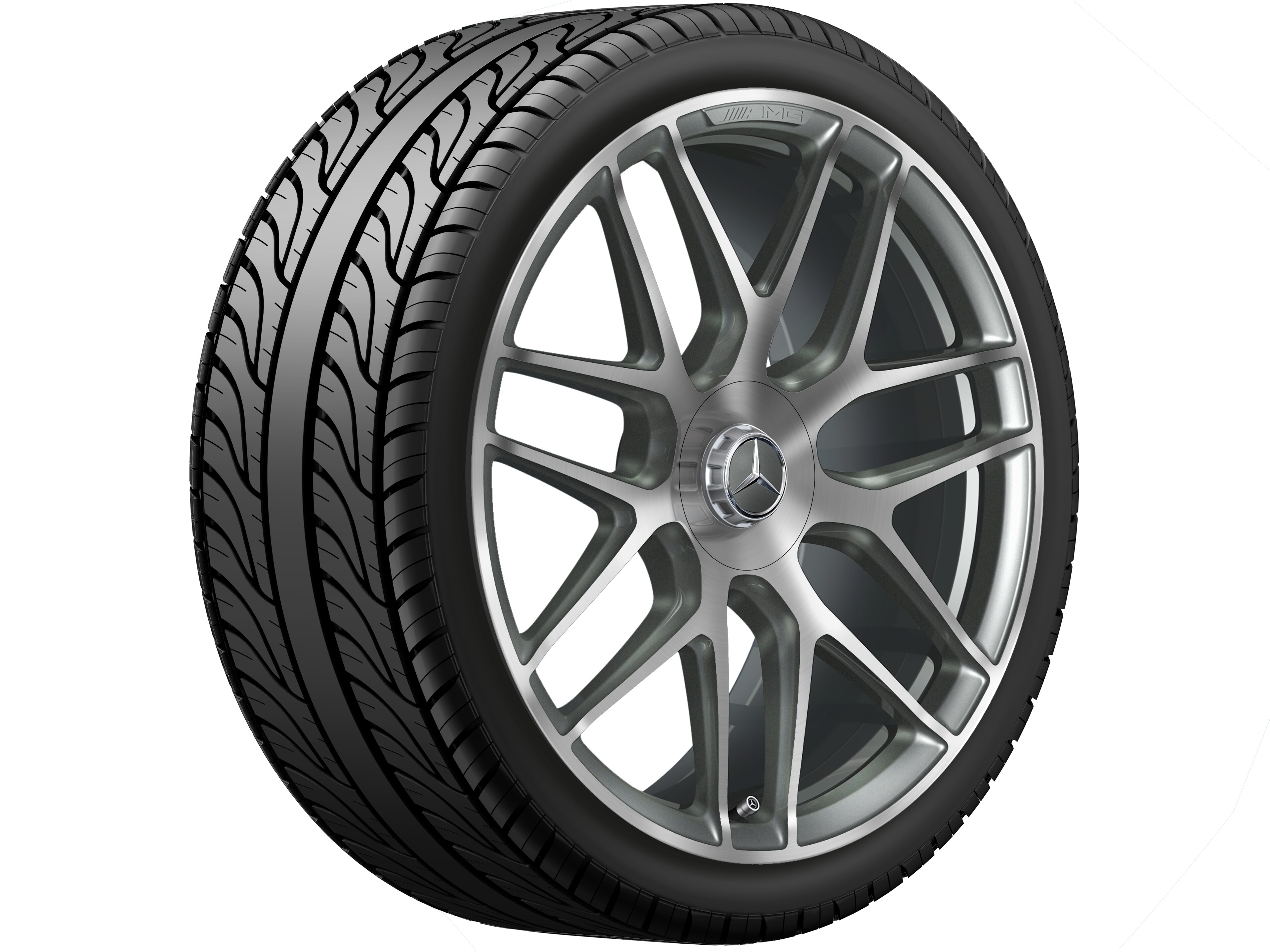 AMG Schmiederad im Kreuzspeichen-Design, 55,9 cm (22 Zoll) - 11,5 J x 22 ET 53, titangrau, glanzgedreht
