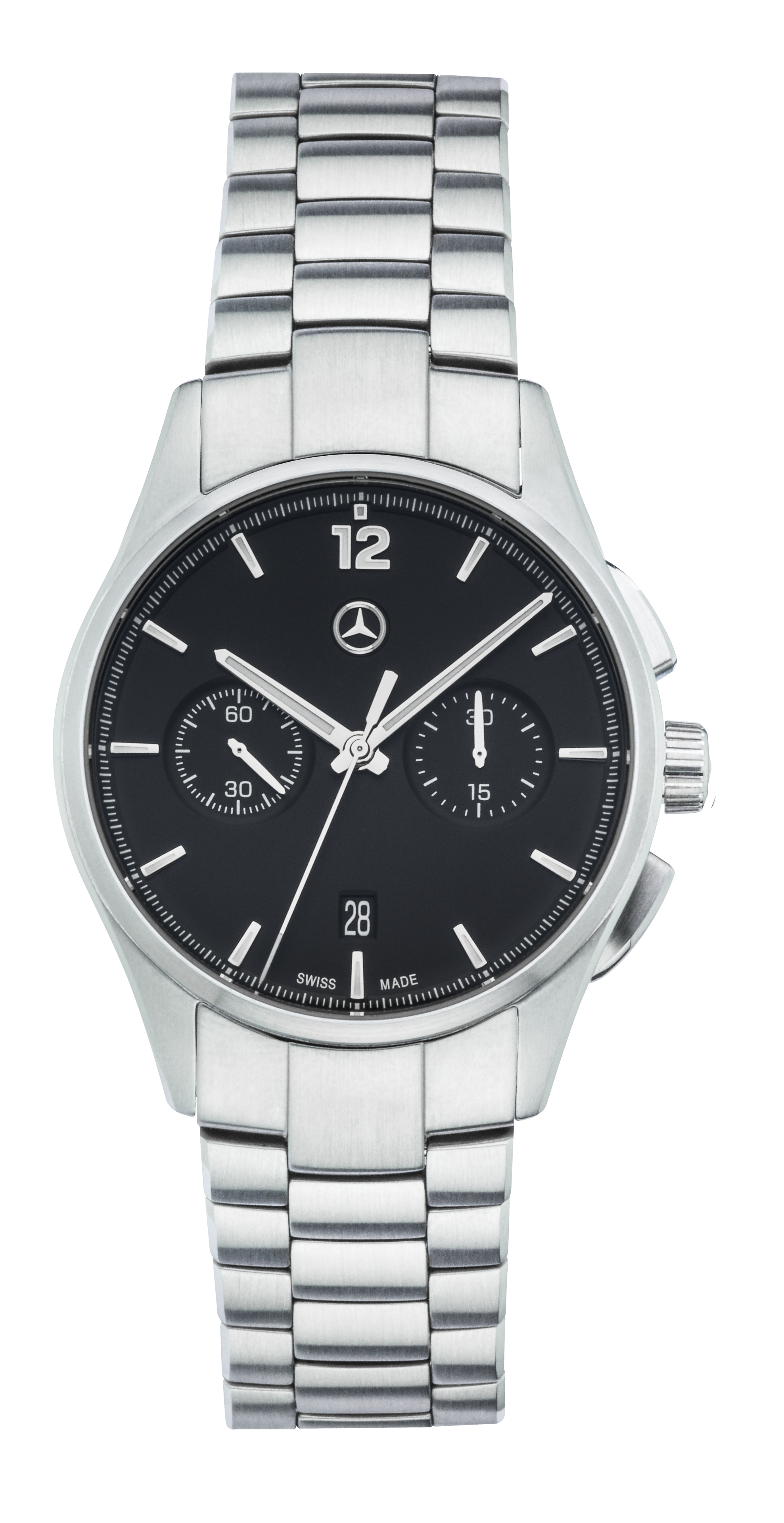 Montre-chrono automatique homme, Mercedes-Benz, Business - noir / argenté, Acier inoxydable