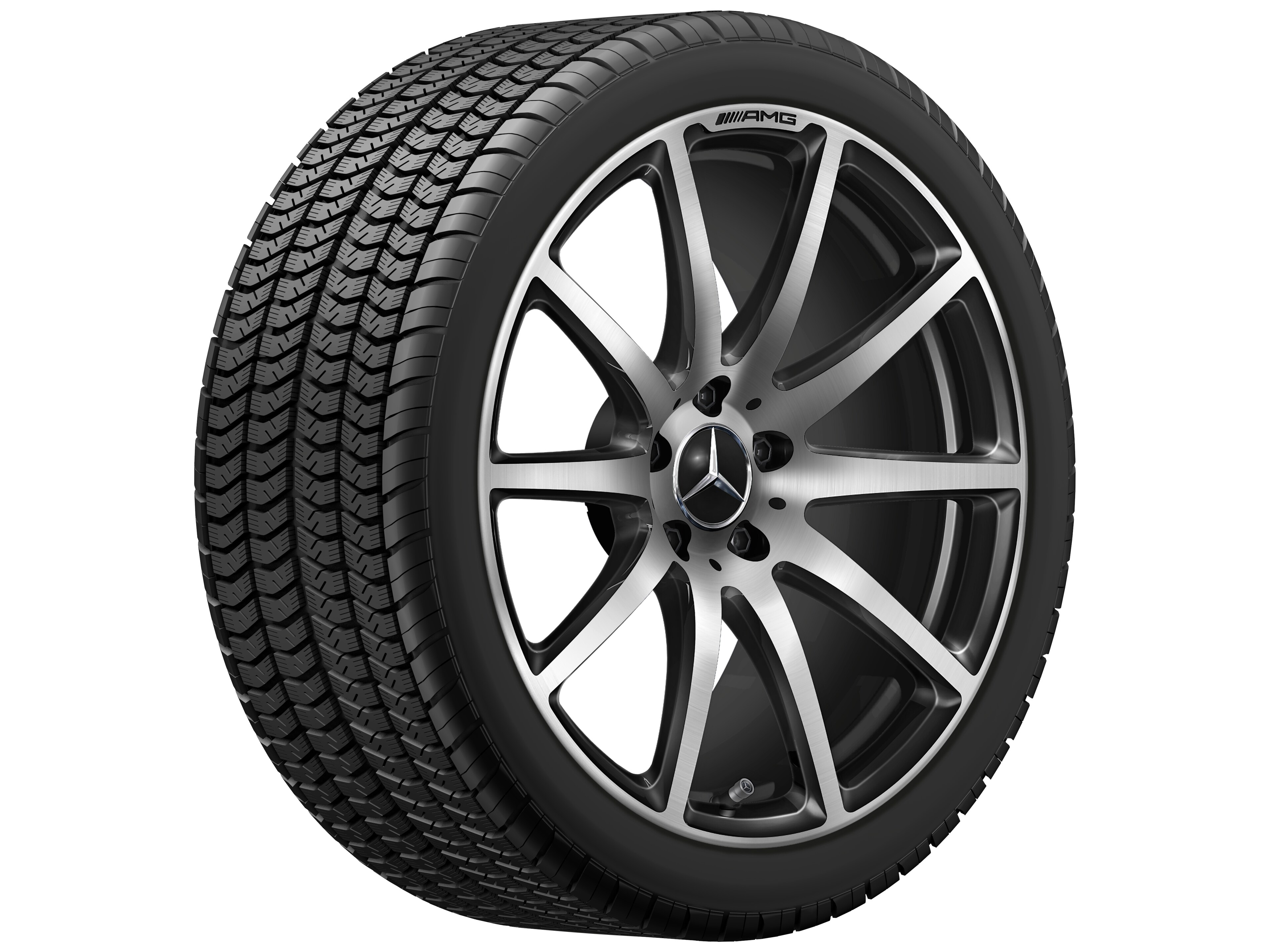 AMG Schmiederad, im 10-Speichen-Design, 48,3 cm (19 Zoll) - 9 J x 19 ET 27, schwarz, poliert