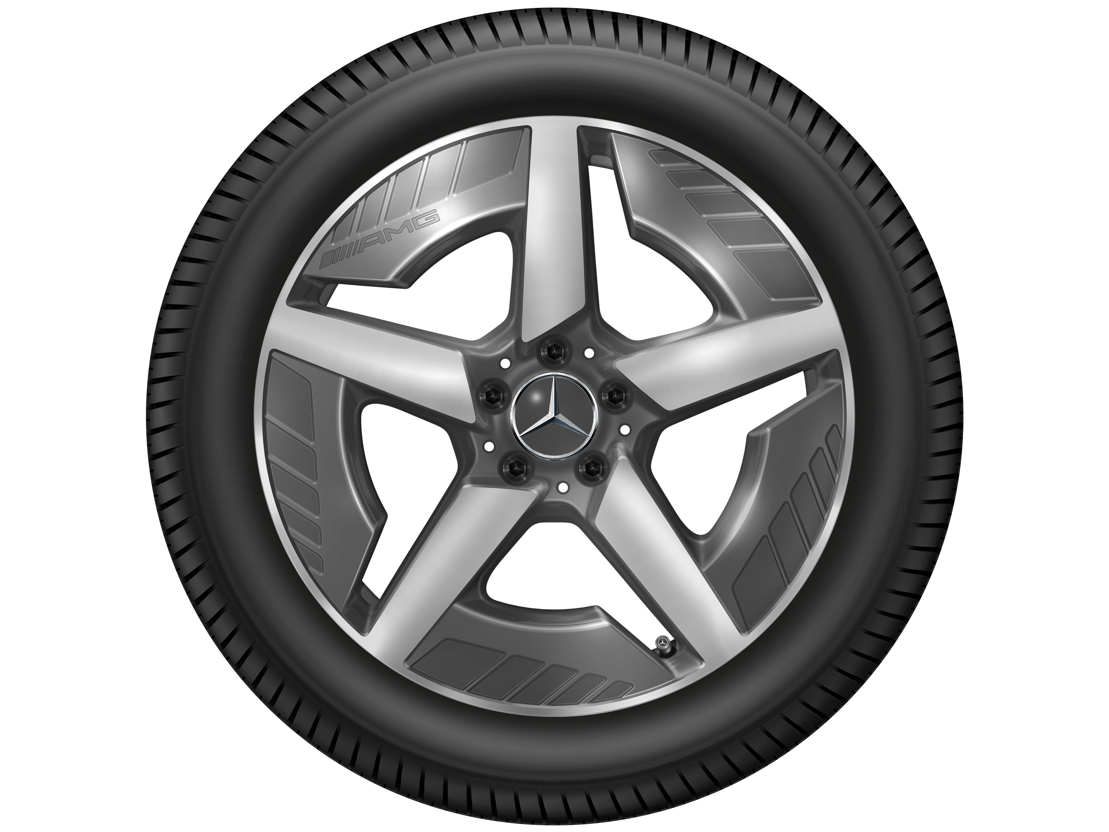 AMG Leichtmetallrad, im 5-Speichen-Design, 48,3 cm (19 Zoll), glanzgedreht - 9 J x 19 ET 58,7, tantalgrau, glanzgedreht