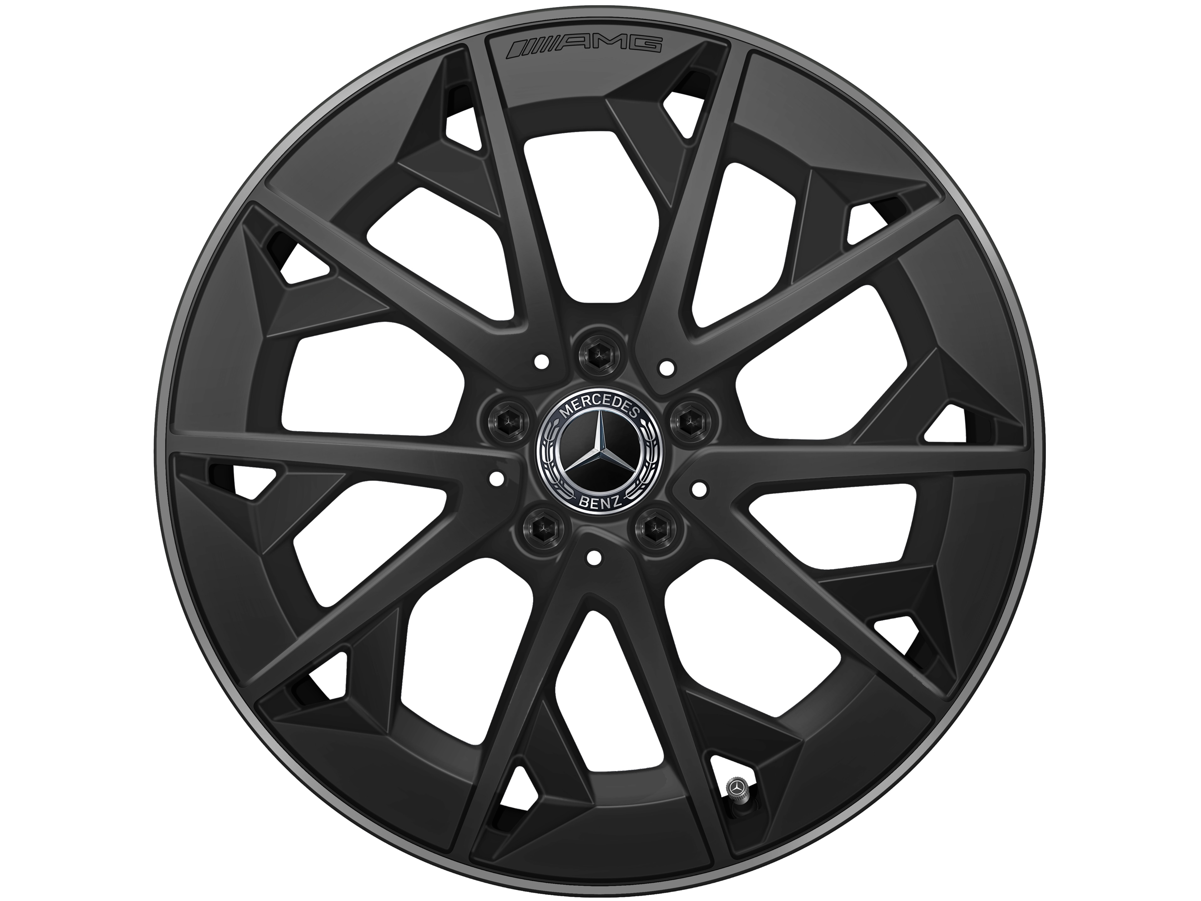 AMG Leichtmetallrad, im Kreuzspeichen-Design, 48,3 cm (19 Zoll) - 7,5 J x 19 ET 48,4, schwarz matt / techgold matt