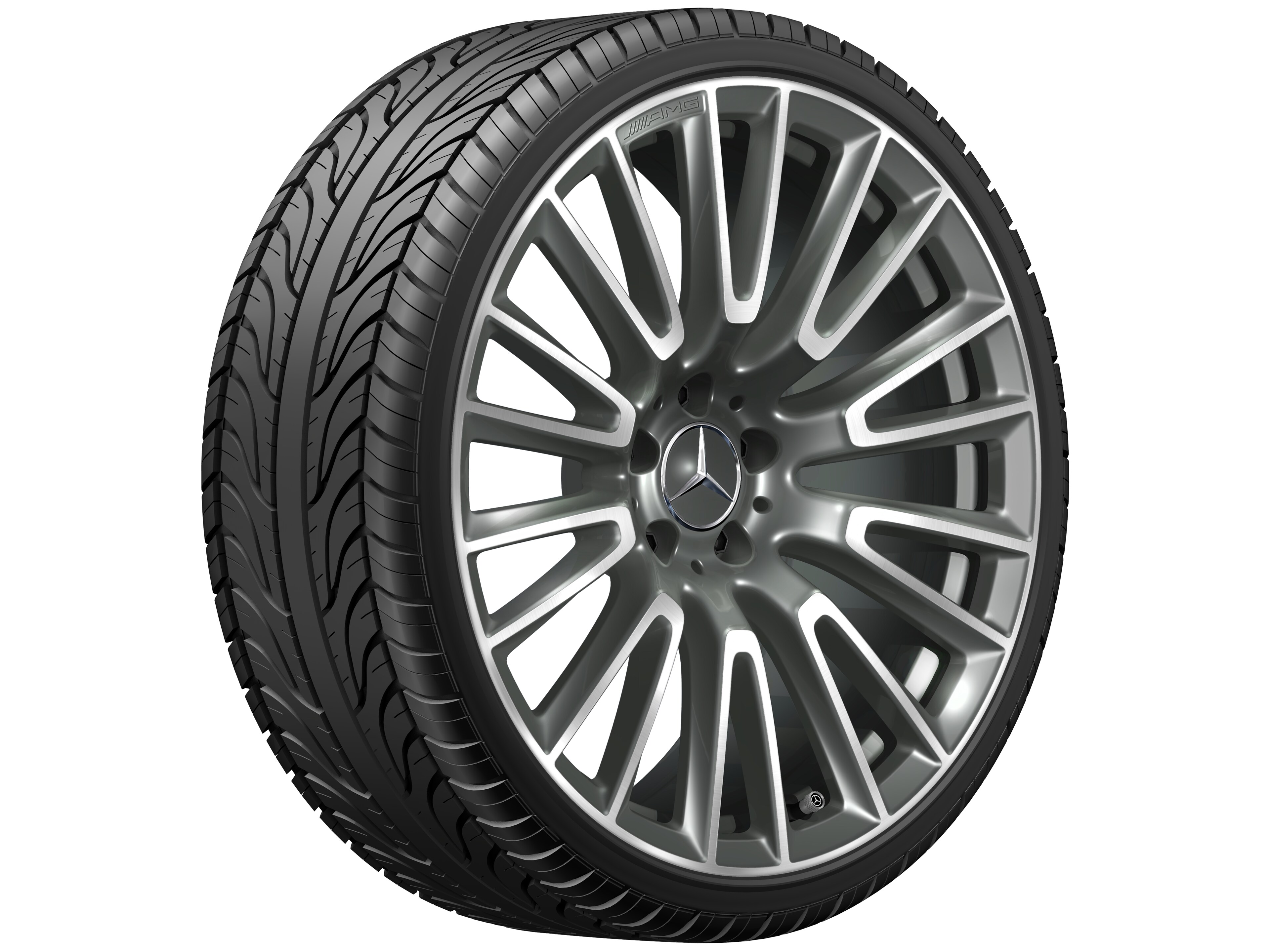 AMG Leichtmetallrad, im 10-Doppelspeichen-Design, 50,8 cm (20 Zoll) - 10,5 J x 20 ET 43, grau Himalaya, glanzgedreht