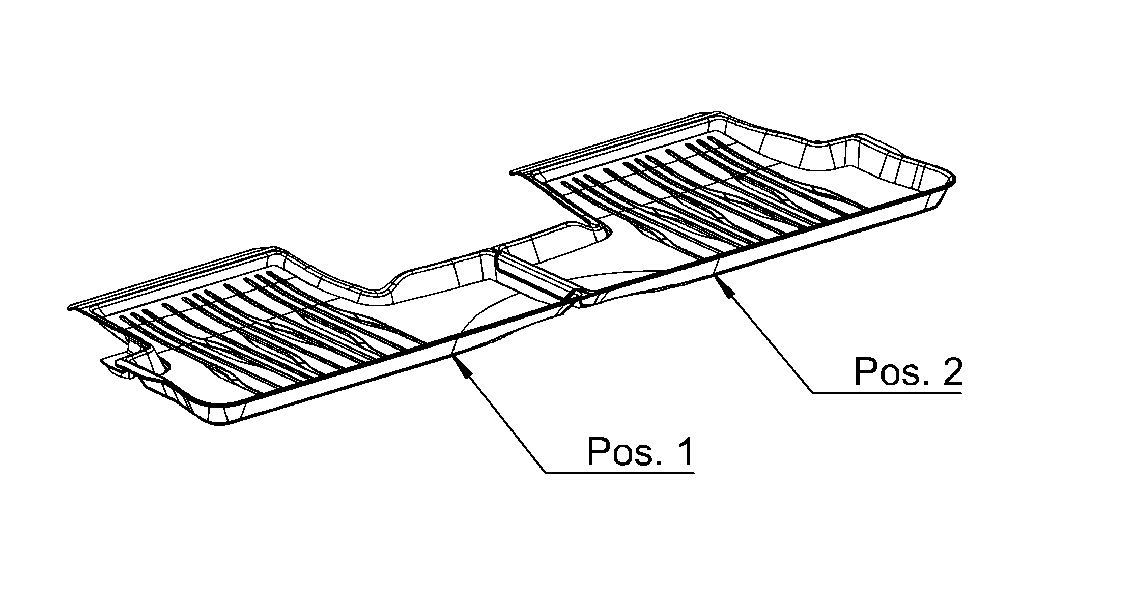 Allwettermatten Dynamic Lines, Fond, 2-teilig - LL/RL, schwarz