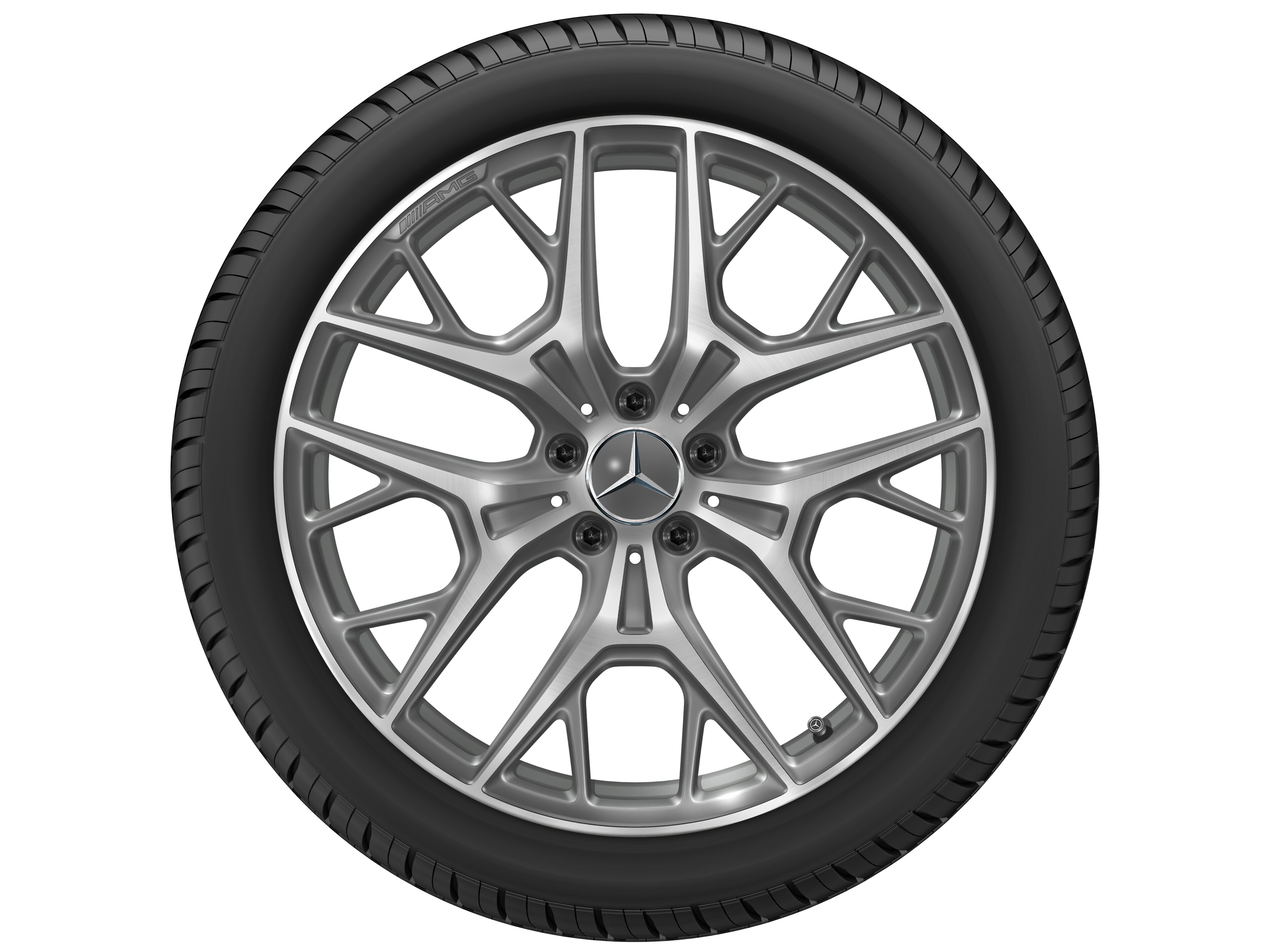 AMG Leichtmetallrad, im Kreuzspeichen-Design, 50,8 cm (20 Zoll) - 9 J x 20 ET 34, grau Himalaya, glanzgedreht