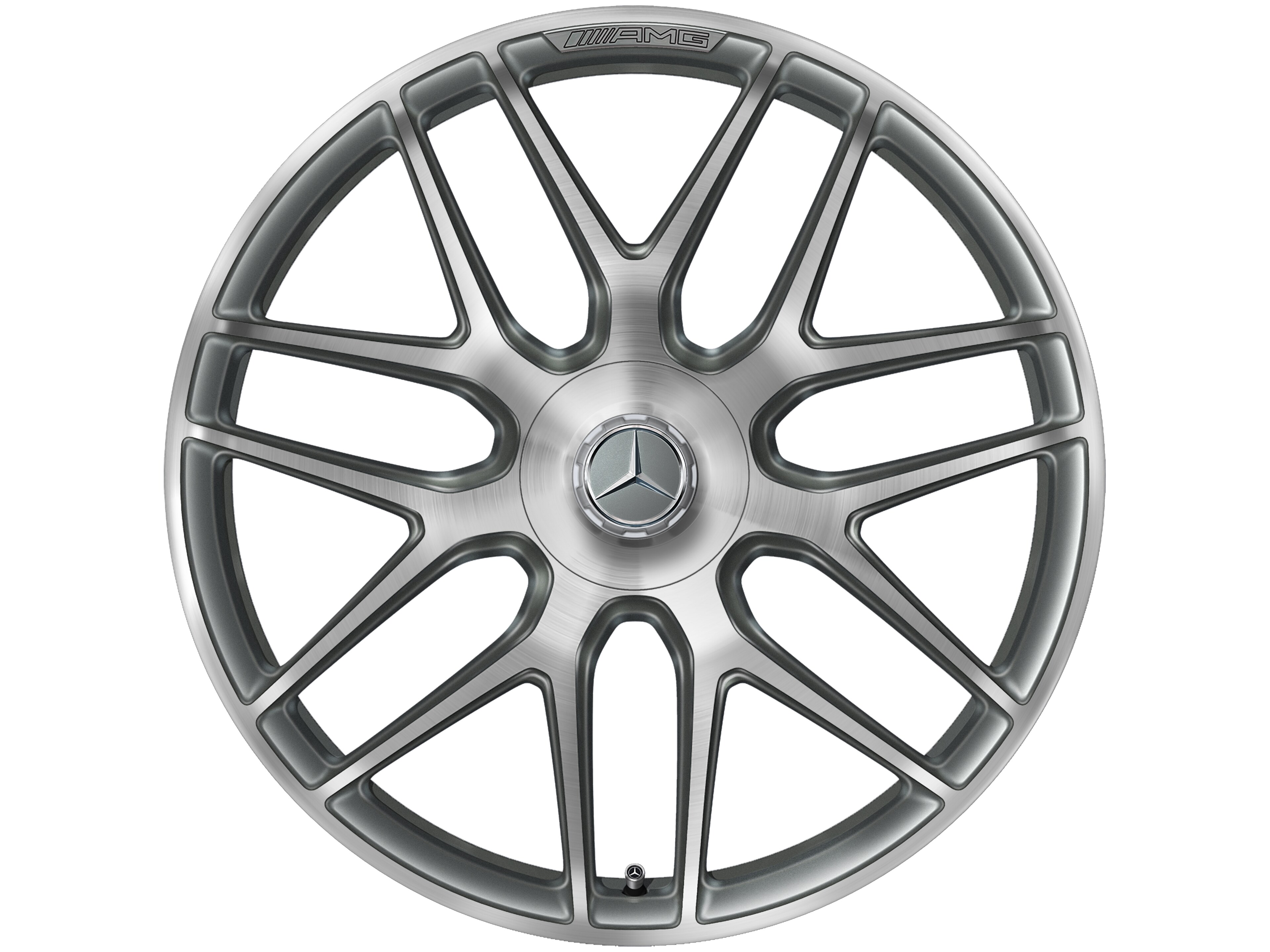 AMG Schmiederad im Kreuzspeichen-Design, 55,9 cm (22 Zoll) - 11,5 J x 22 ET 53, titangrau, glanzgedreht