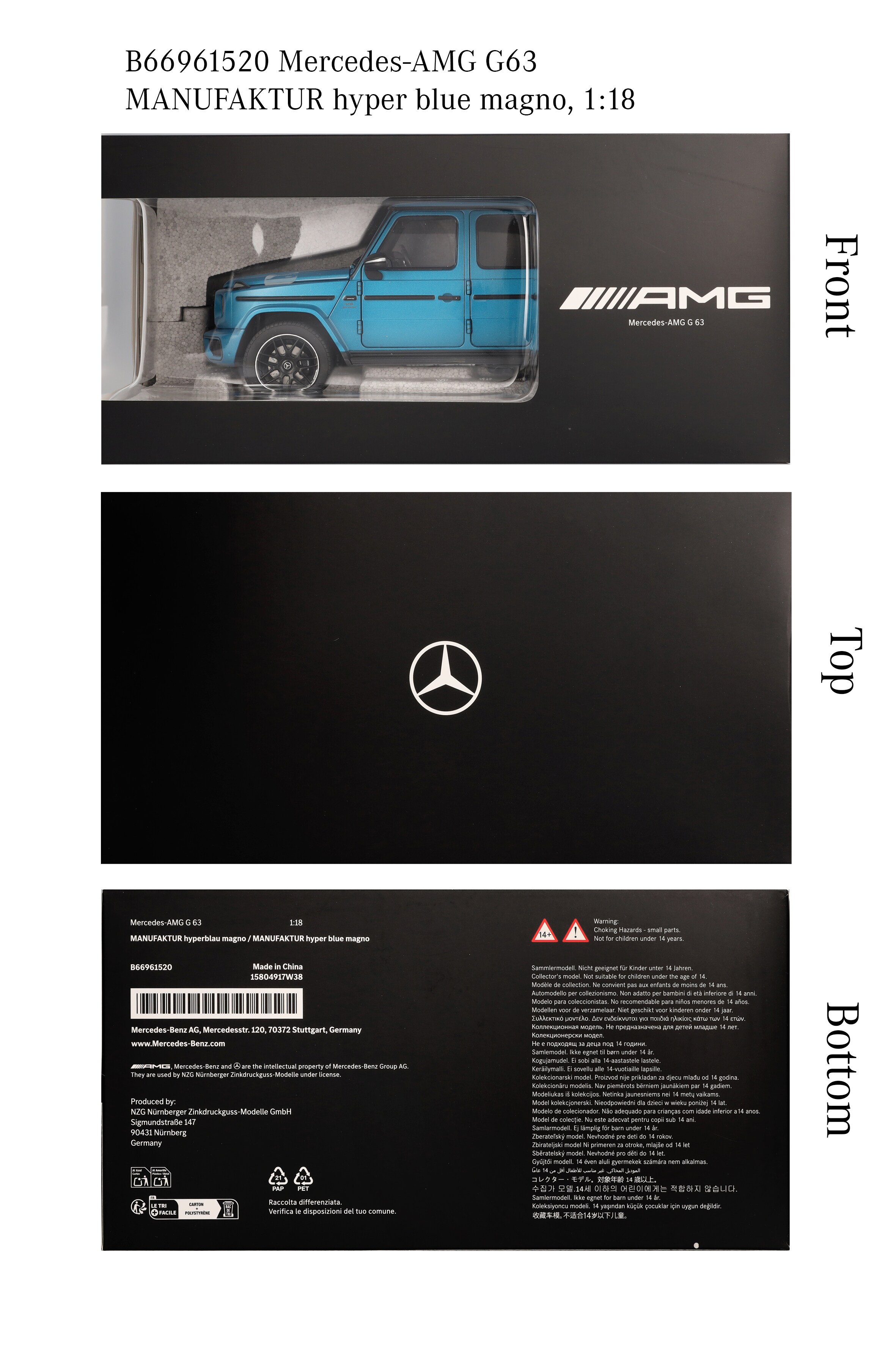 Mercedes-AMG G 63, Geländewagen, W465 - MANUFAKTUR hyper blue magno, NZG, 1:18