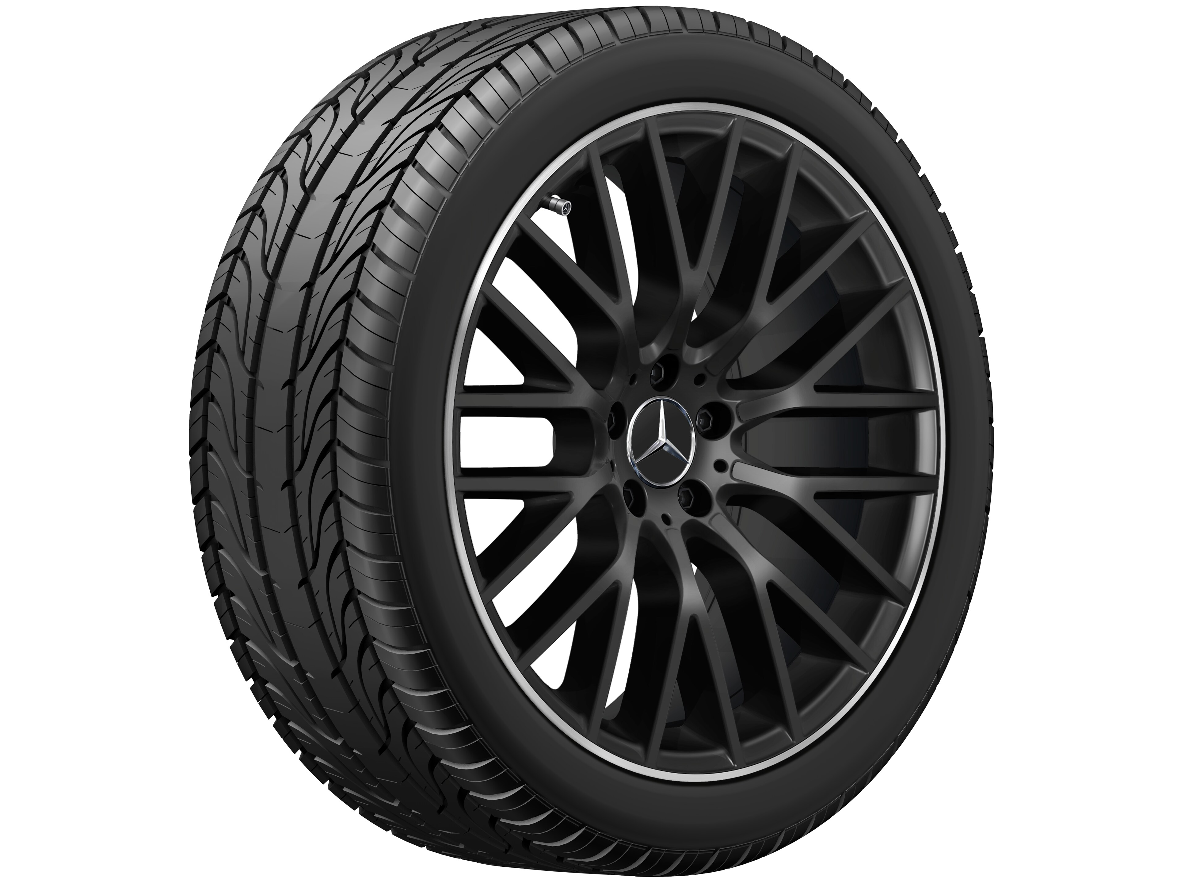 Y-Speichen-Rad, 50,8 cm (20 Zoll), Felgenhorn glanzgedreht - 9 J x 20 ET 34, schwarz matt, glanzgedreht
