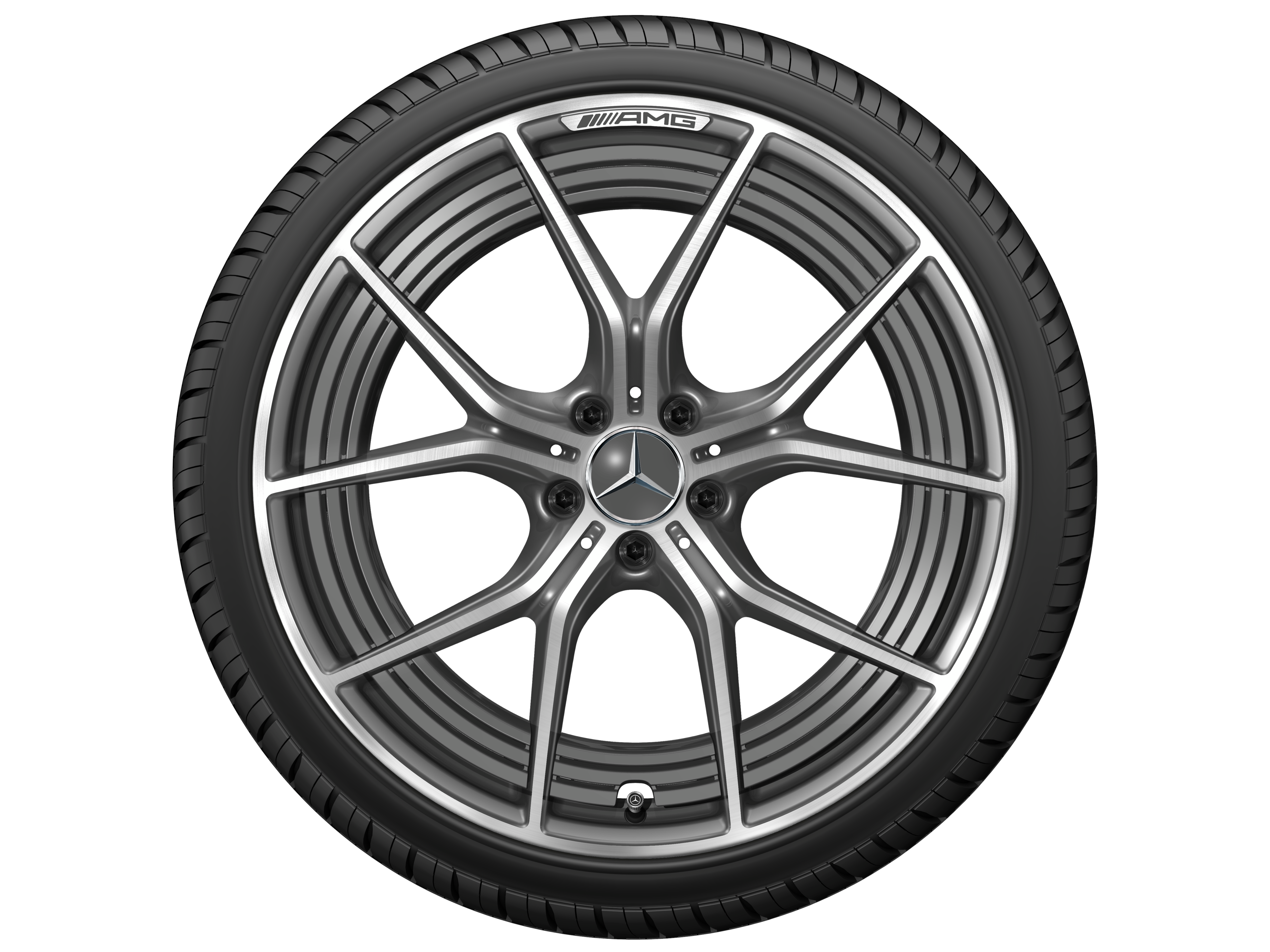 AMG Schmiederad im 5-Doppelspeichen-Design, 53,3 cm (21 Zoll) - 11 J x 21 ET 60, tantalgrau, glanzgedreht