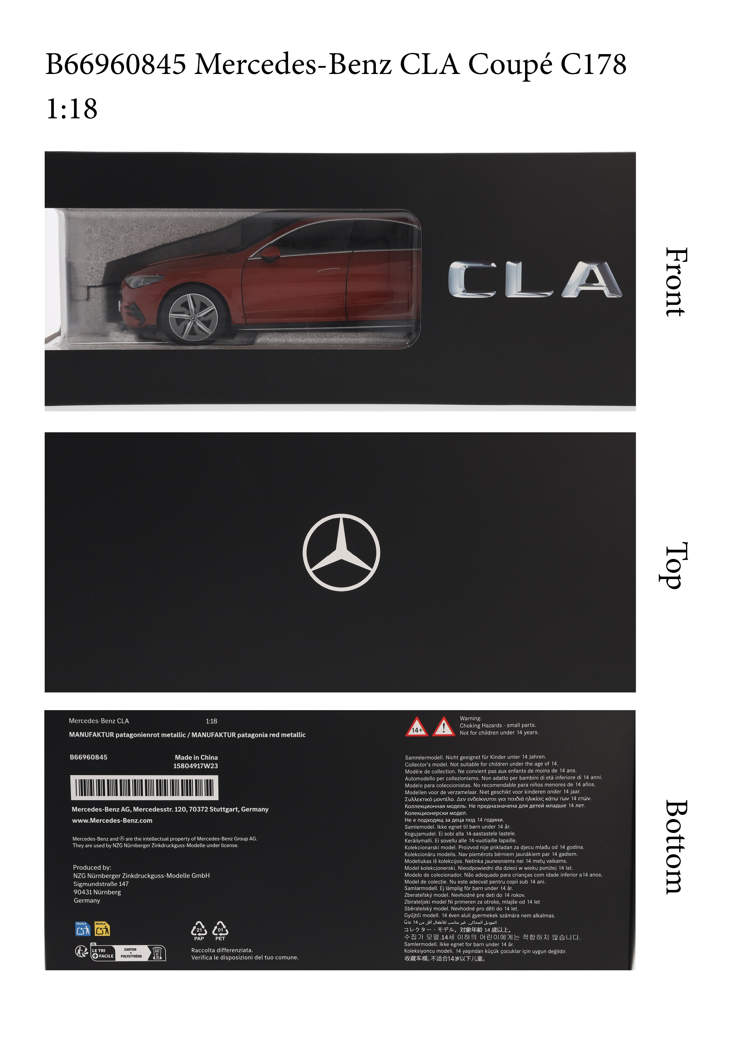 CLA Coupé, C178 - MANUFAKTUR patagonienrot metallic, NZG, 1:18