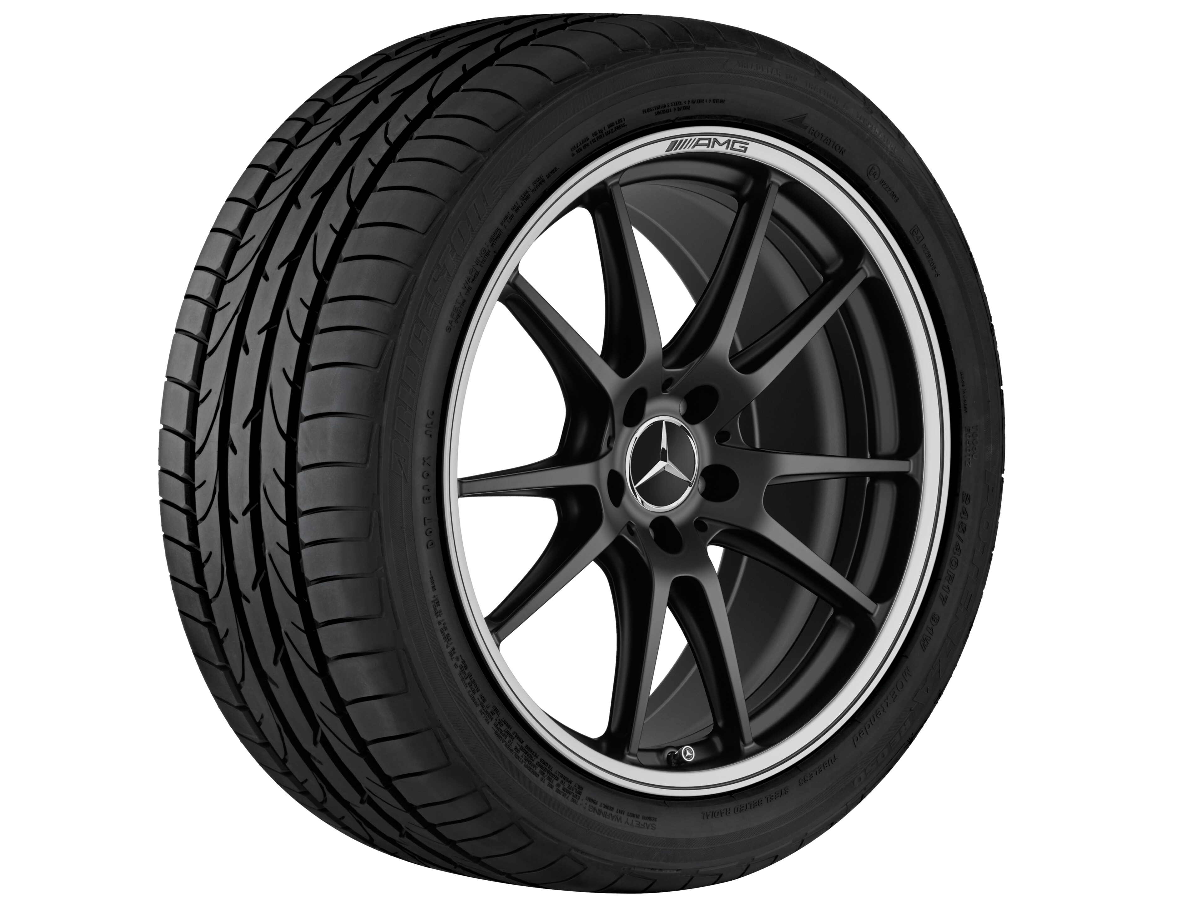 AMG Schmiederad, im 5-Doppelspeichen-Design, 50,8 cm (20 Zoll), Felgenhorn glanzgedreht - 10,5 J x 20 ET 57, schwarz matt, glanzgedreht
