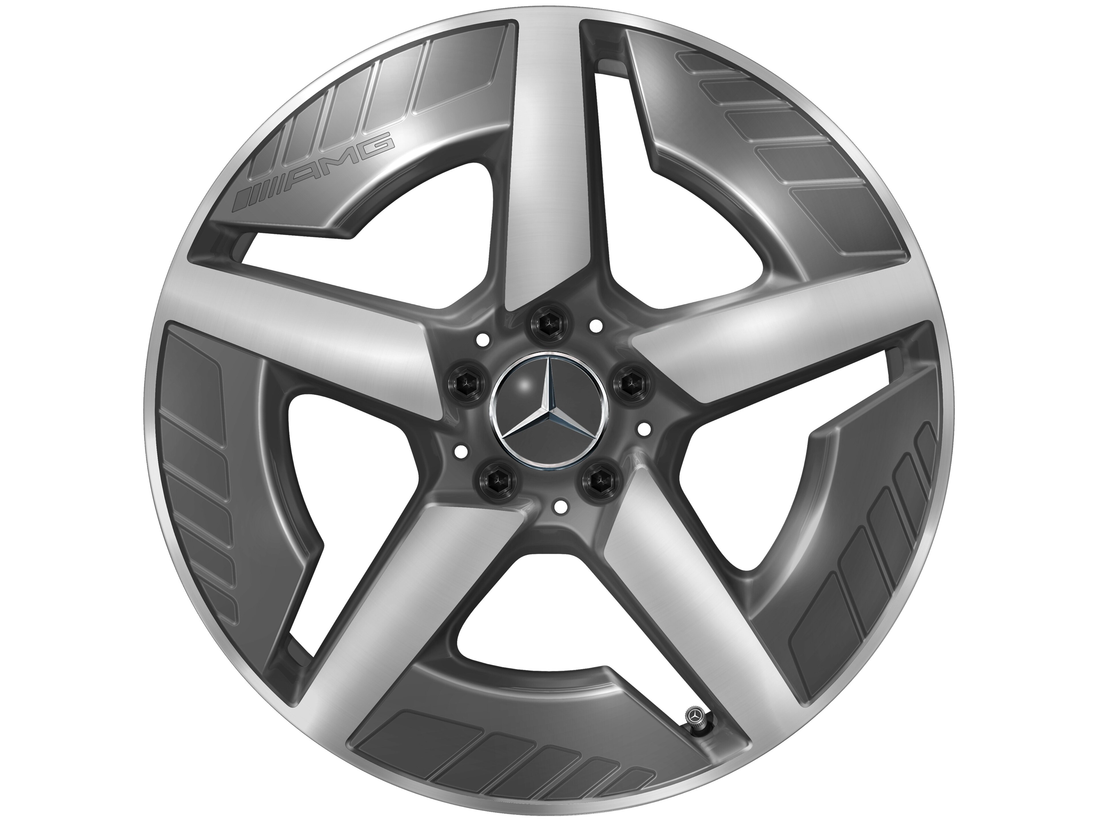 AMG Leichtmetallrad, im 5-Speichen-Design, 48,3 cm (19 Zoll), glanzgedreht - 9 J x 19 ET 58,7, tantalgrau, glanzgedreht