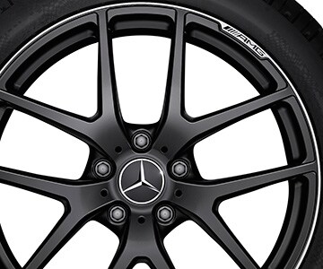 AMG Schmiederad, im 5-Doppelspeichen-Design, 53,3 cm (21 Zoll), Felgenhorn glanzgedreht - 10 J x 21 ET 45, schwarz matt, Felgenhorn glanzgedreht