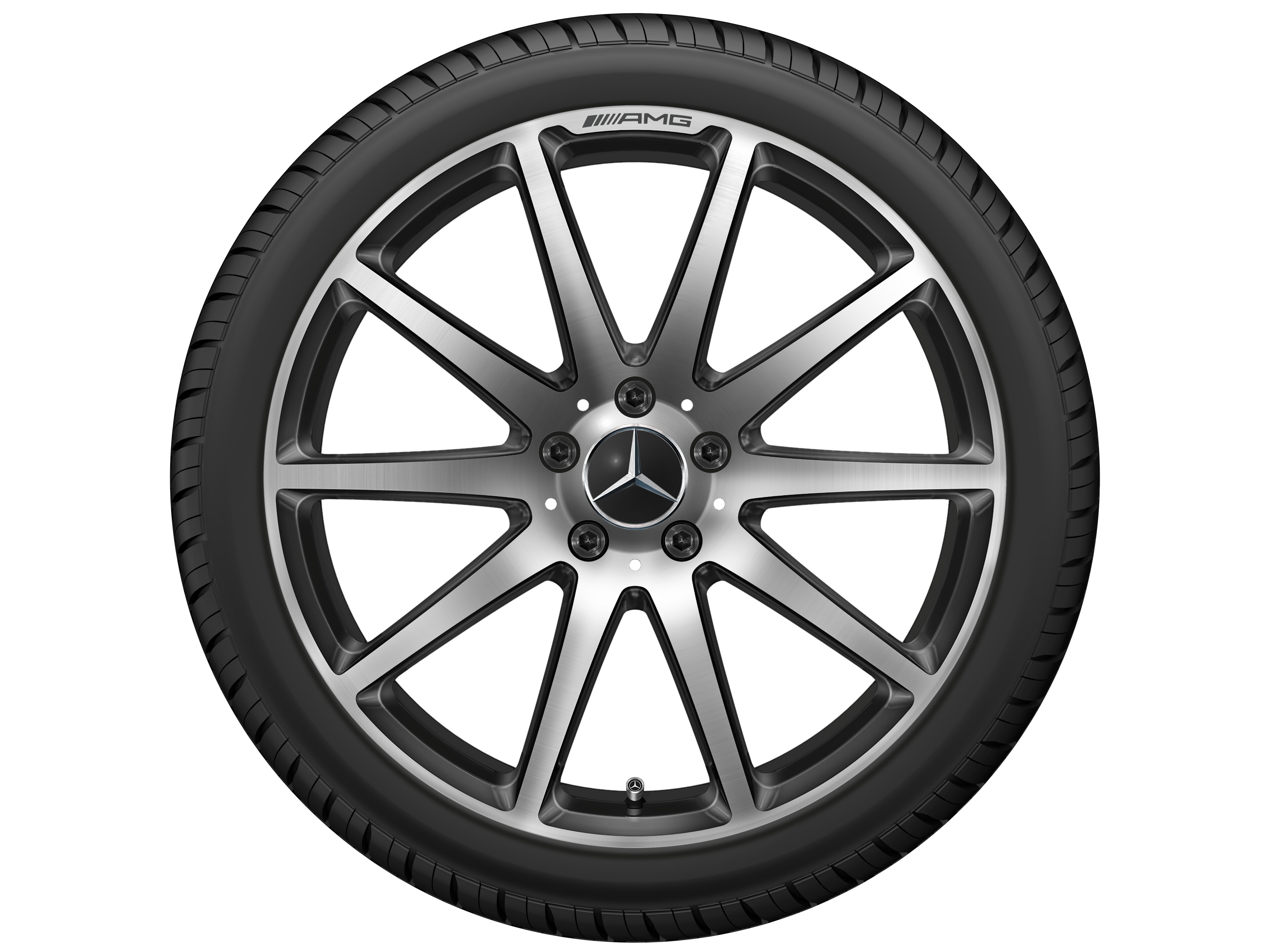 AMG Schmiederad, im 10-Speichen-Design, 48,3 cm (19 Zoll) - 9 J x 19 ET 27, schwarz, poliert