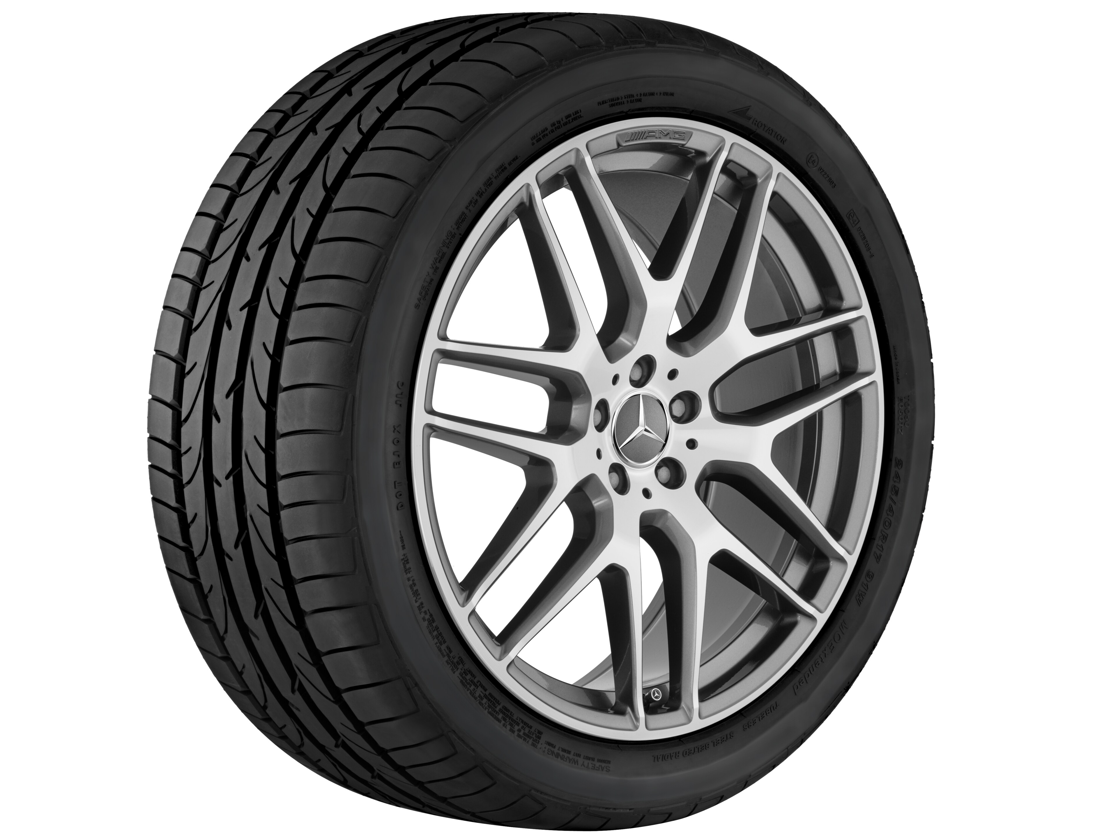 AMG Leichtmetallrad, im Kreuzspeichen-Design, 55,9 cm (22 Zoll) - 11,5 J x 22 ET 42, titangrau, glanzgedreht