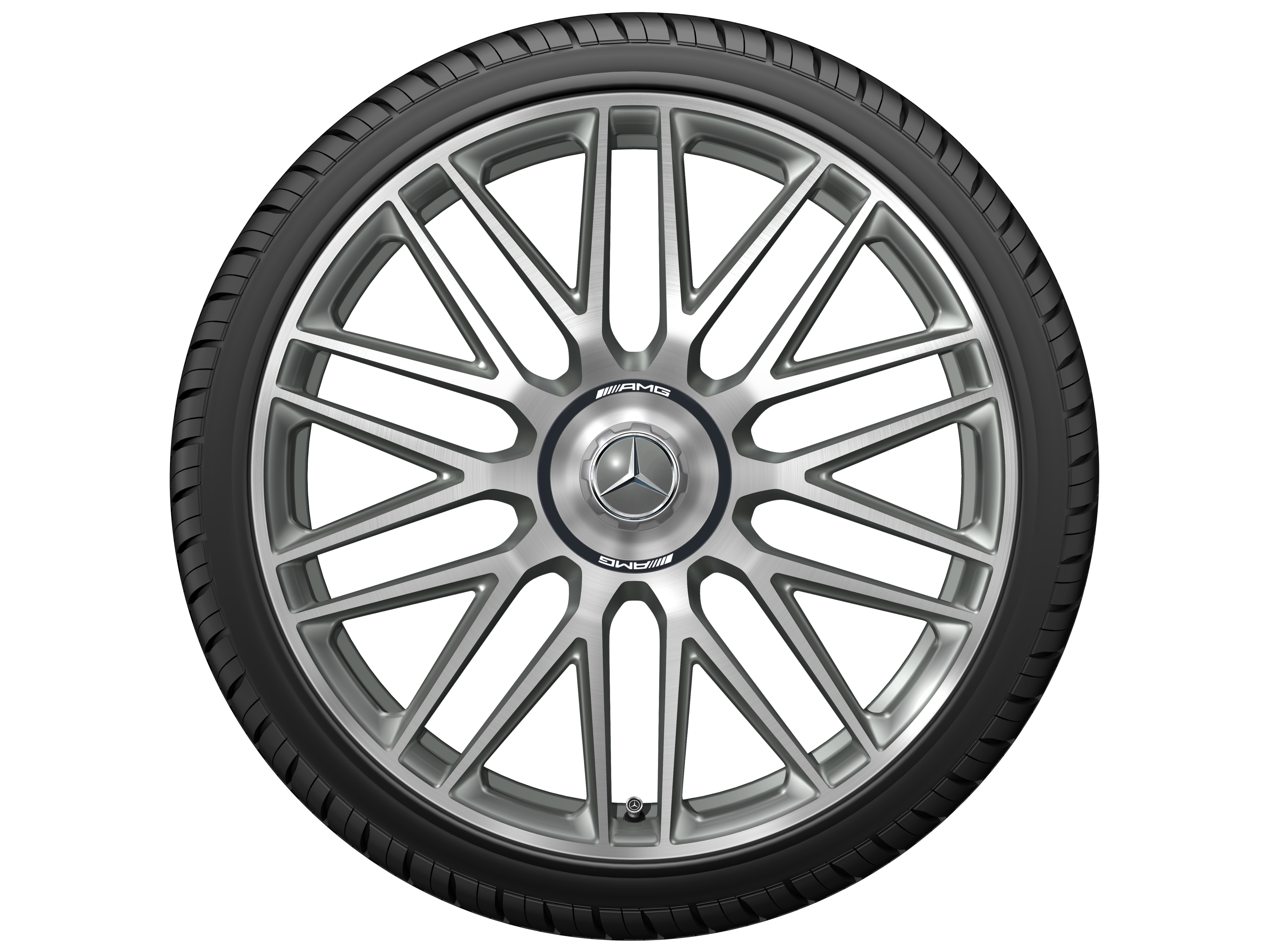 AMG Schmiederad im 10-Doppelspeichen-Design, 53,3 cm (21 Zoll) - 10,5 J x 21 ET 42, titangrau, glanzgedreht