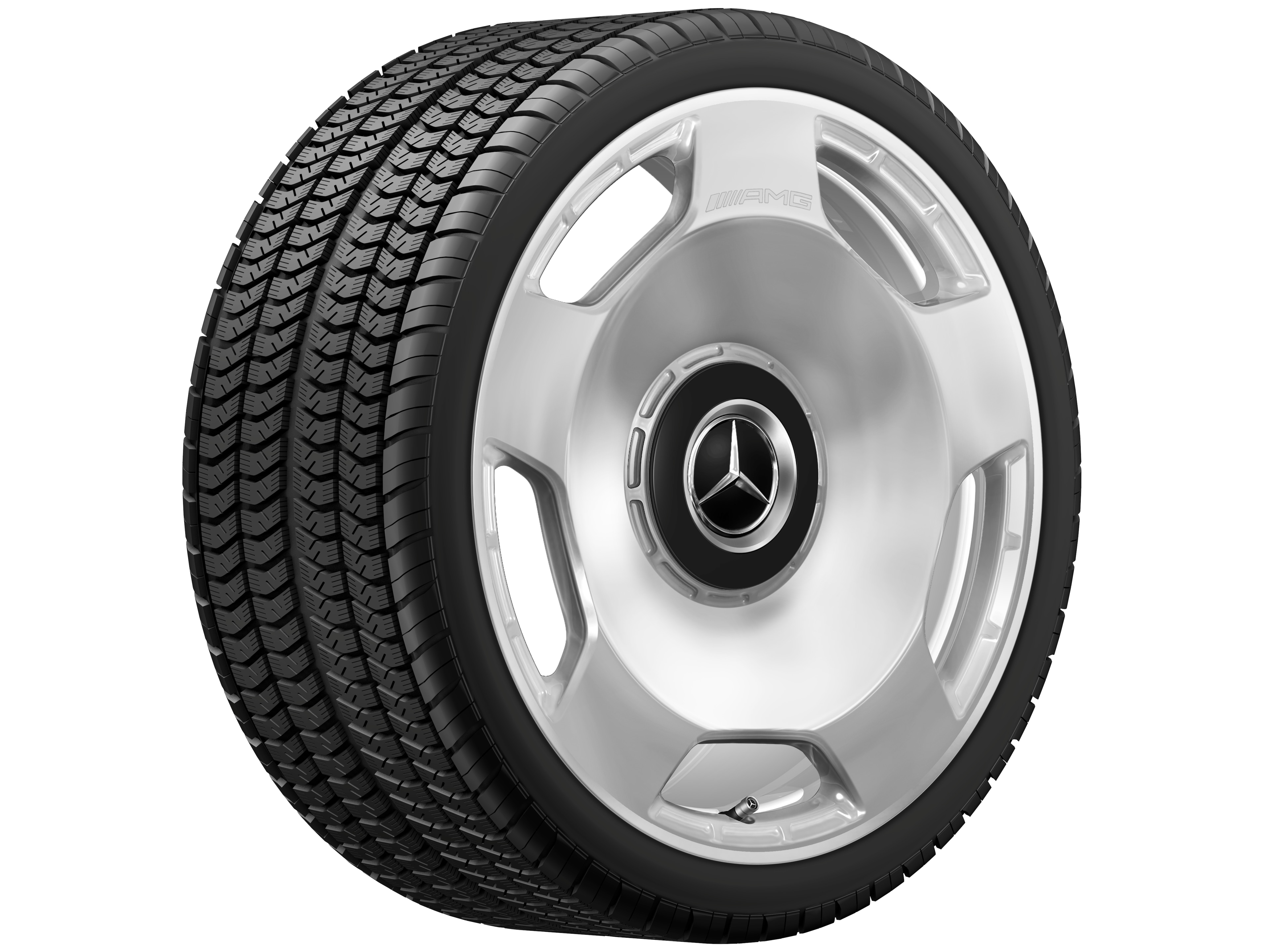 AMG Schmiederad, im 5-Loch Design, 53,3 cm (21 Zoll) - 10 J x 21 ET 30, silberfarben, hochglanzpoliert